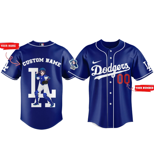 Los Angeles Dodgers Baseball Jersey - Hololive Night Ina’nis Jersey 2025 Custom Name and Number LA-20
