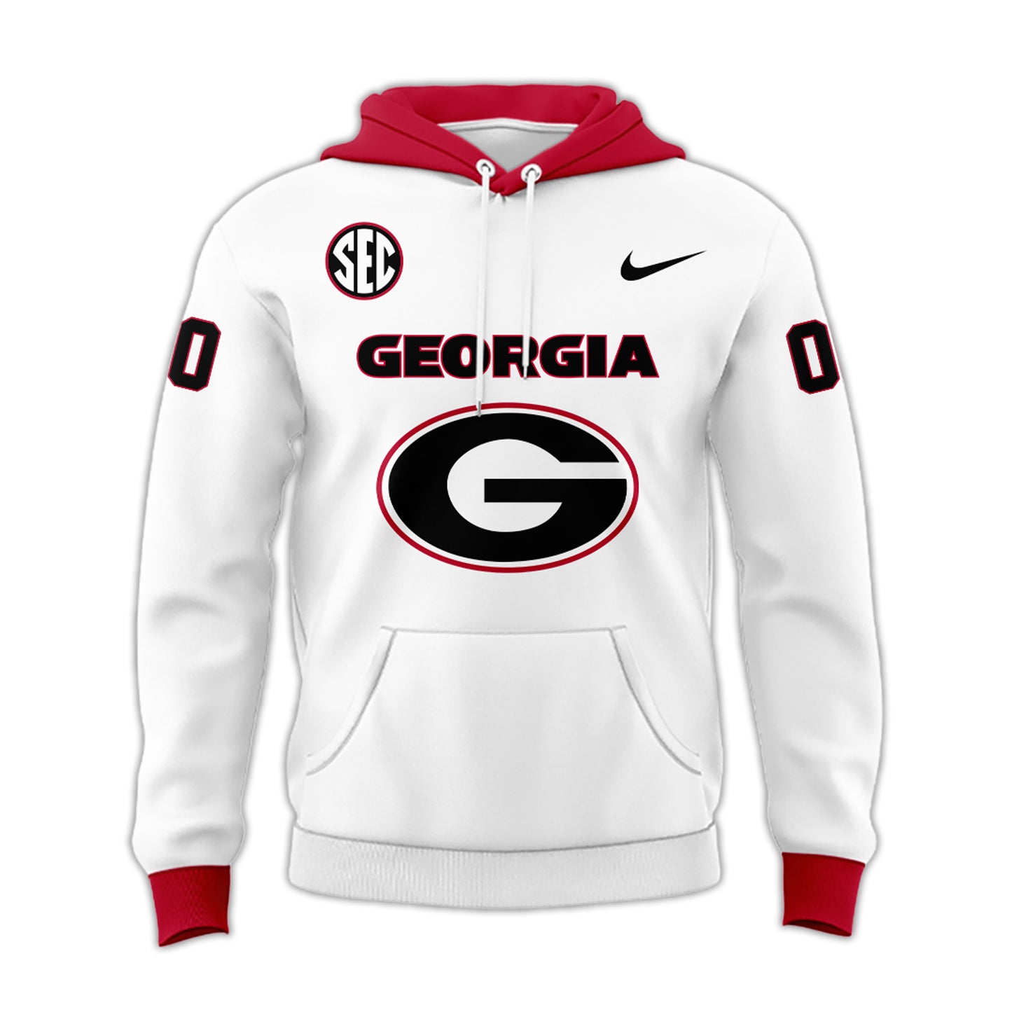 Premium Georgia Bulldogs Gear - Georgia Bulldogs Football Custom Fleece Pullover White Hoodie GB04