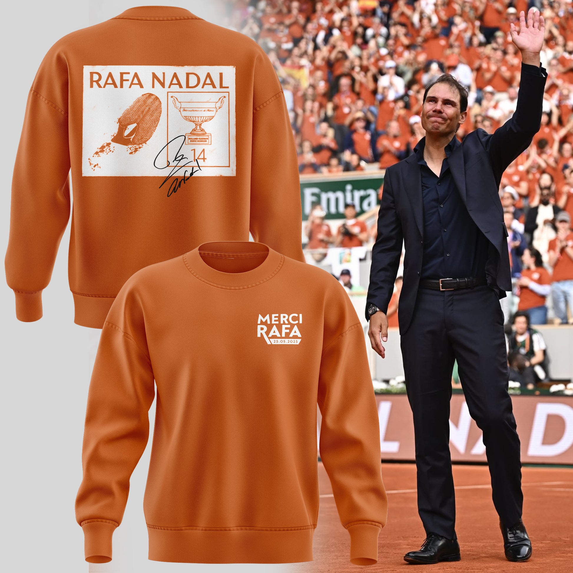 Exclusive Version Rafael Nadal Signature Sweatshirt 2025 - Merci Rafa Shirt