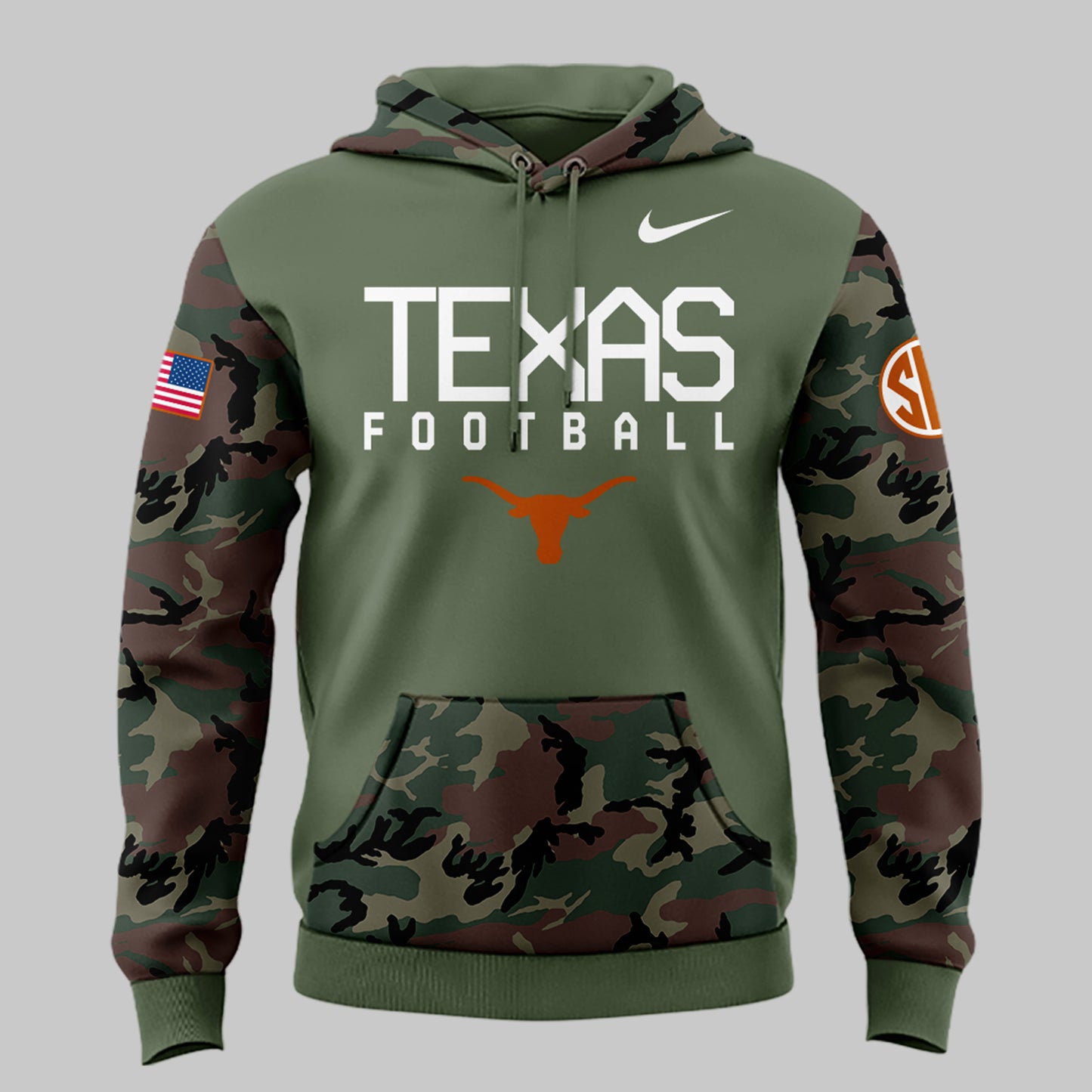 Texas Longhorns Premium Shirt For Fan - Texas Longhorns Camo 2024 Military Appreciation Hoodie - Unique Christmas Gift For Texas Longhorns Lover TL02