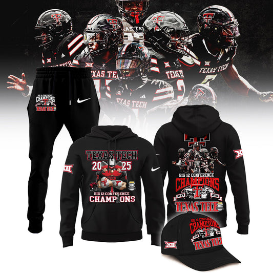 Texas Tech Red Raiders 2025 CHAMPIONS Big12 Football Black Hoodie