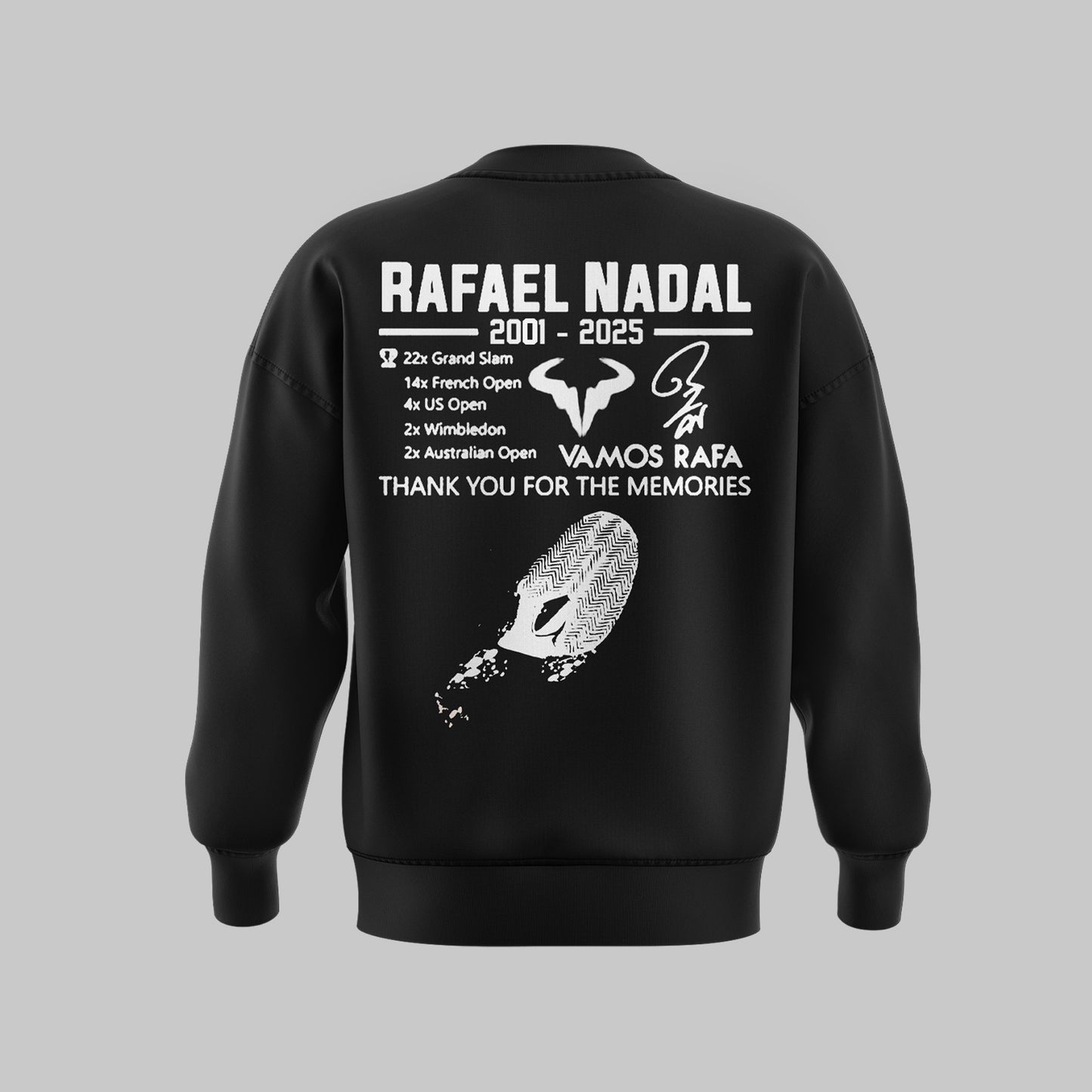 Exclusive Version Rafael Nadal Black Sweatshirt 2025 - Merci Rafa Shirt