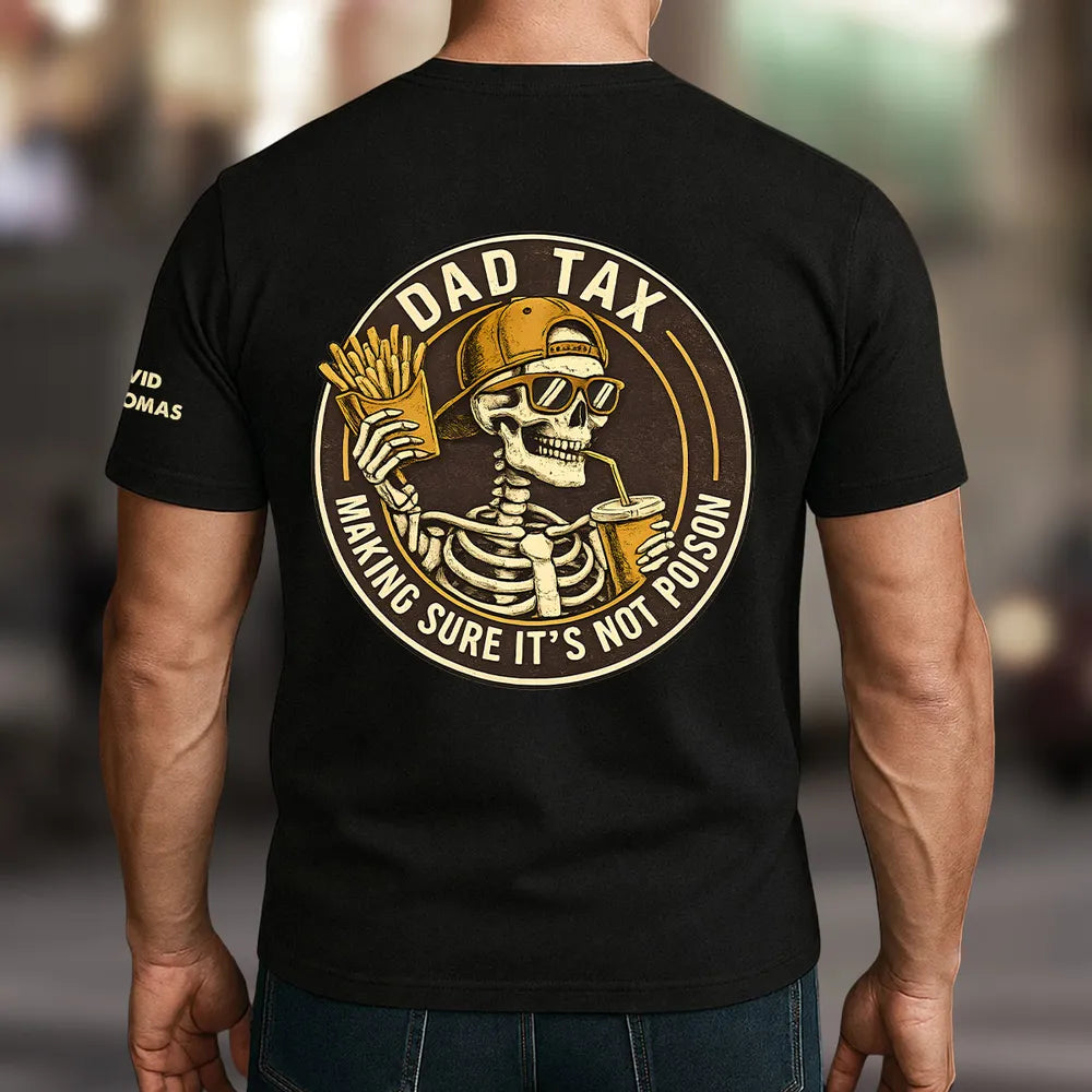 Dad Tax Vintage - Personalized Custom Shirt With Design On Sleeve
