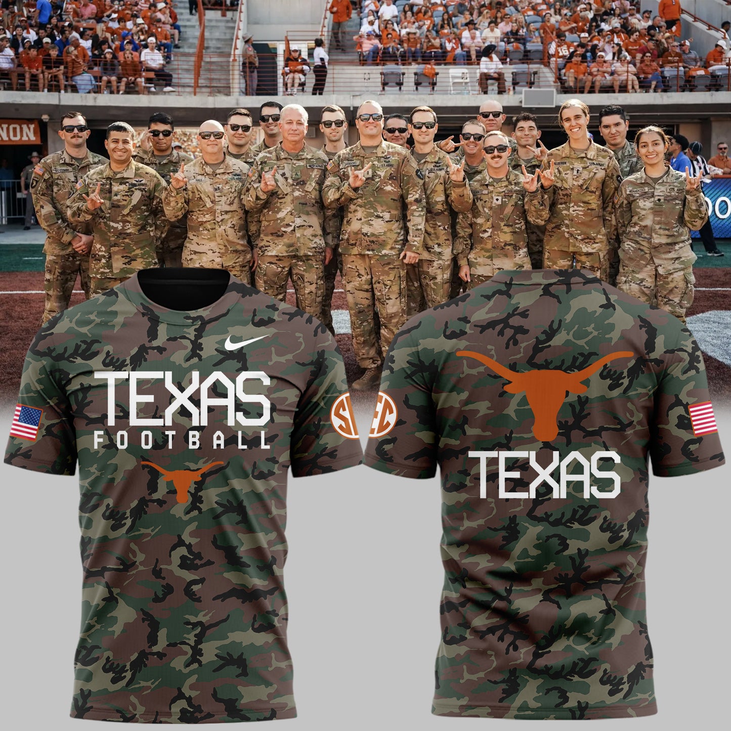 Texas Longhorns Premium Shirt For Fan - Texas Longhorns 2024 Military Appreciation T-Shirt - Unique Gift For Texas Longhorns Fan TL01