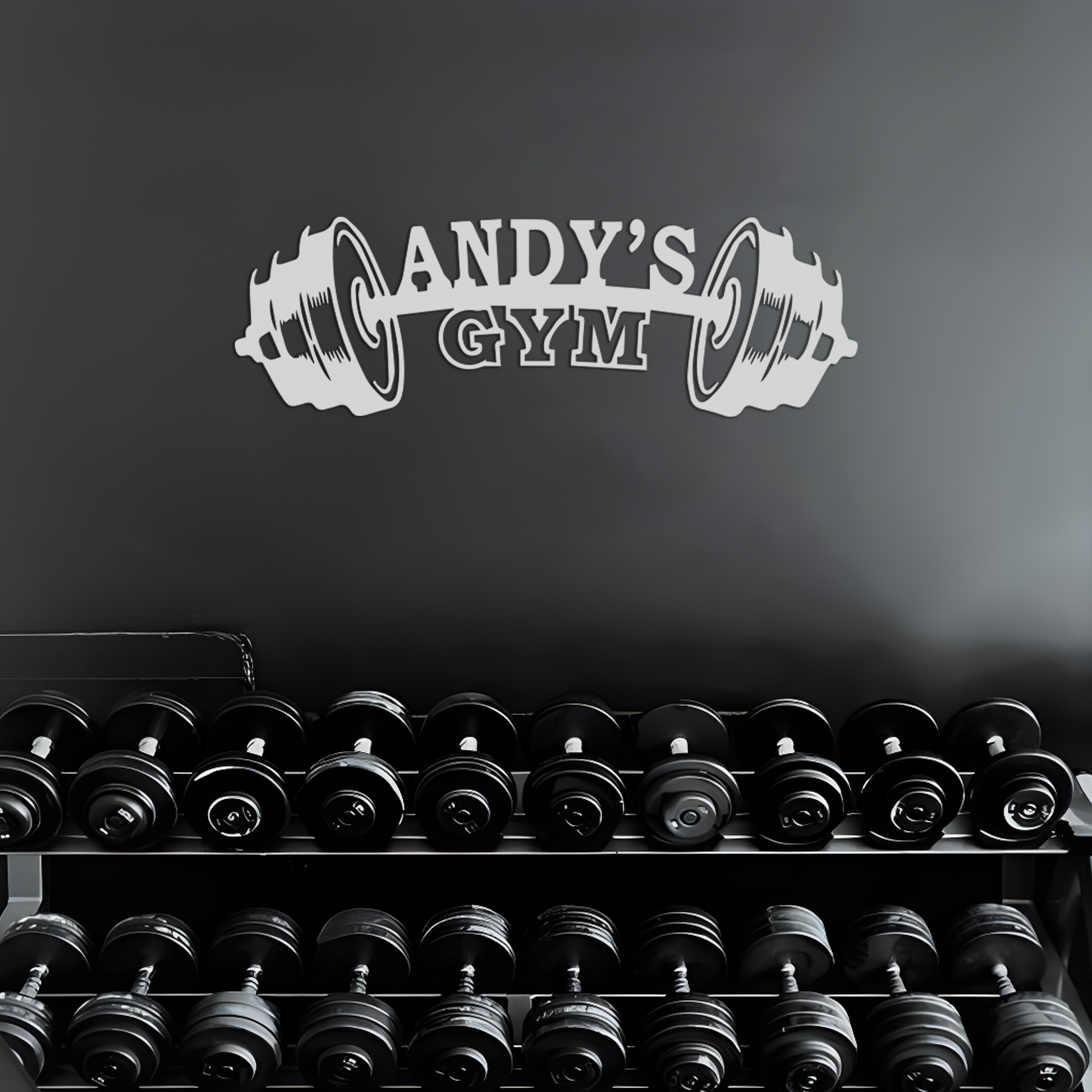 Andy's Home Gym Metal Wall Art, Fitness Wall Art, Laser Cut Metal Art, Geometric Wall Art, Home Gym Wall Art, Metal Wall Decor,