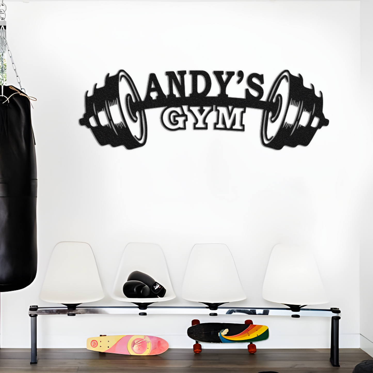 Andy's Home Gym Metal Wall Art, Fitness Wall Art, Laser Cut Metal Art, Geometric Wall Art, Home Gym Wall Art, Metal Wall Decor,