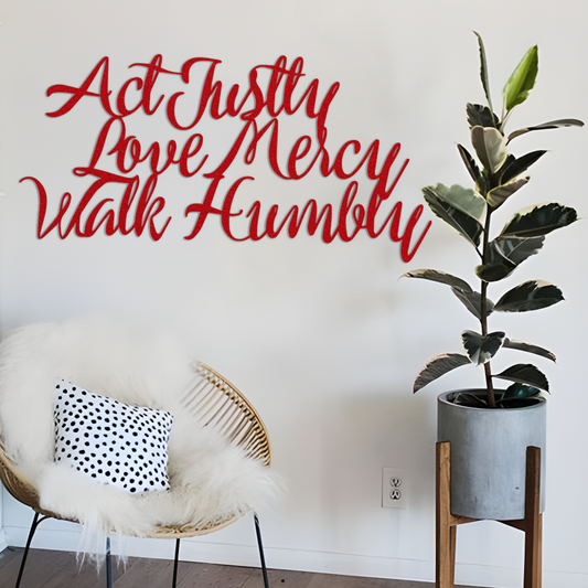 Act Justly Love Mercy Walk Humbly, Huge Metal Wall Words