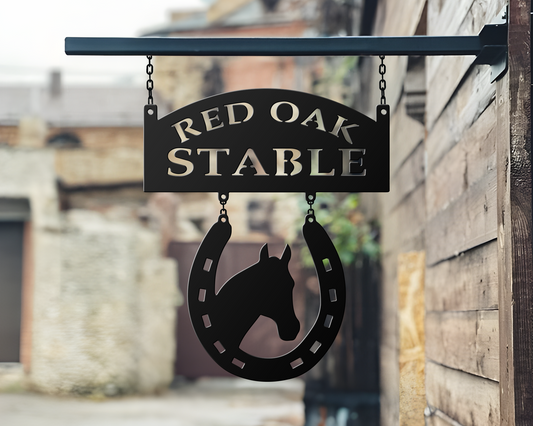 2pc Metal Sign With Horse Shoe And Your Farm Name