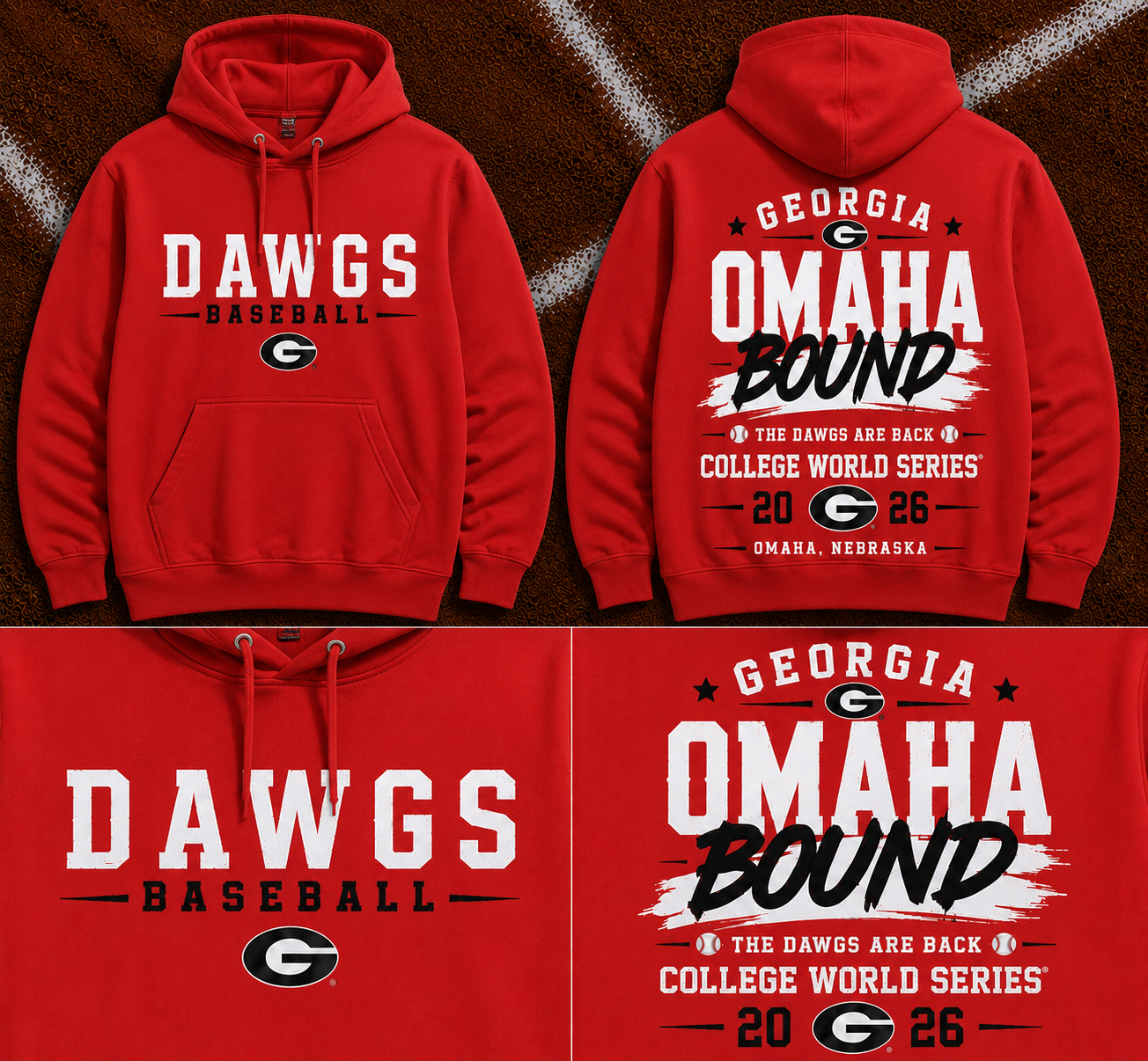 Georgia Bulldogs – Back to Omaha – 2026 NCAA Baseball Men’s College World Series Hoodie