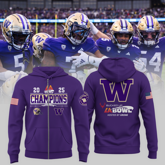Washington Football Champions Zip Hoodie - LA Bowl Champions Hoodie - Purple - Unisex - Design By Twinkle My Toes