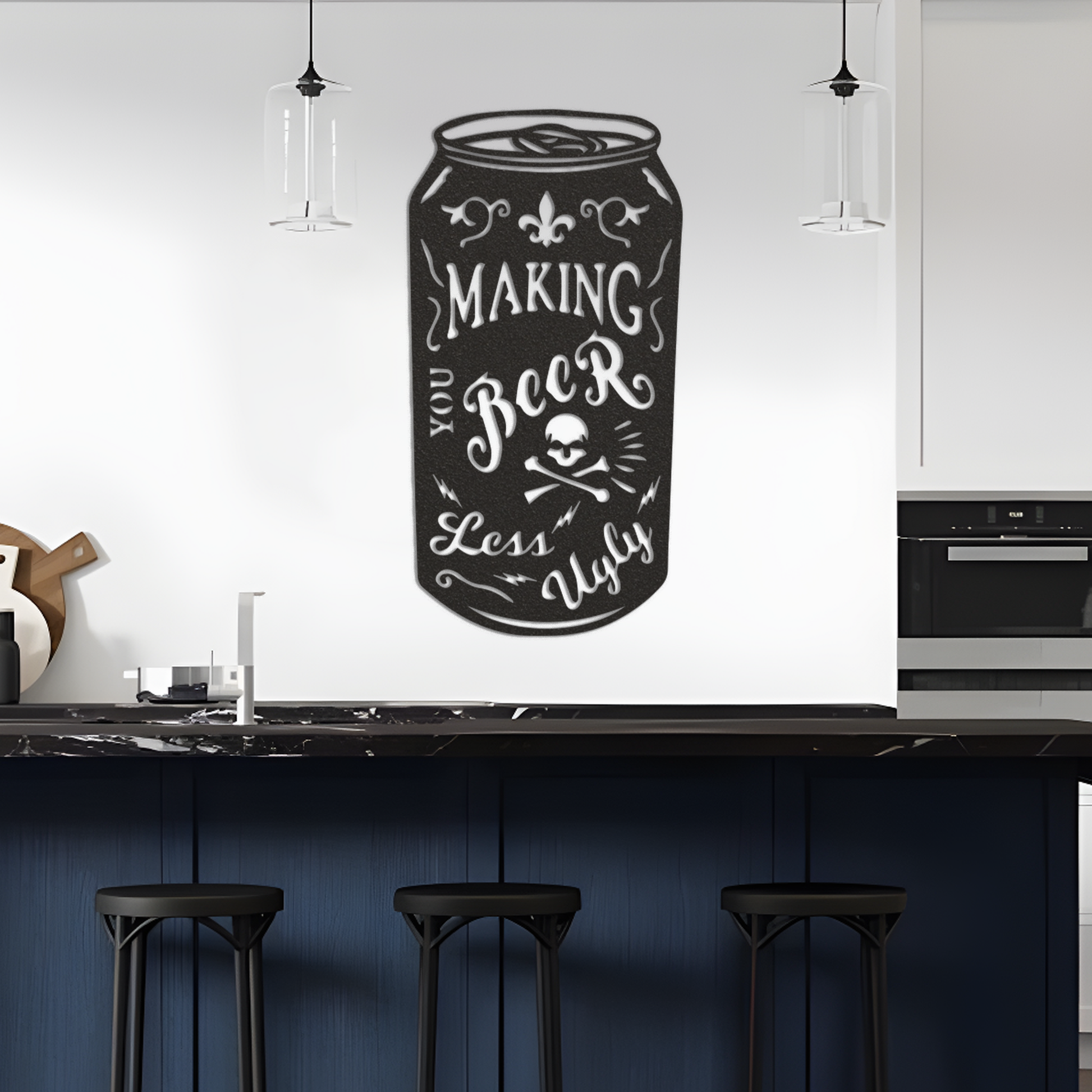 Alcohol Collection Metal Wall Art, Metal Wall Art Home Bar Decorations, Black Metal House Warming Gift