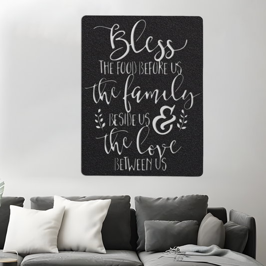 Bless The Food Before Us Sign with Led Light, Dining Room Sign, Kitchen Sign Kitchen Wall Decor, Metal Home Decor, Family Gift Kitchen Quote