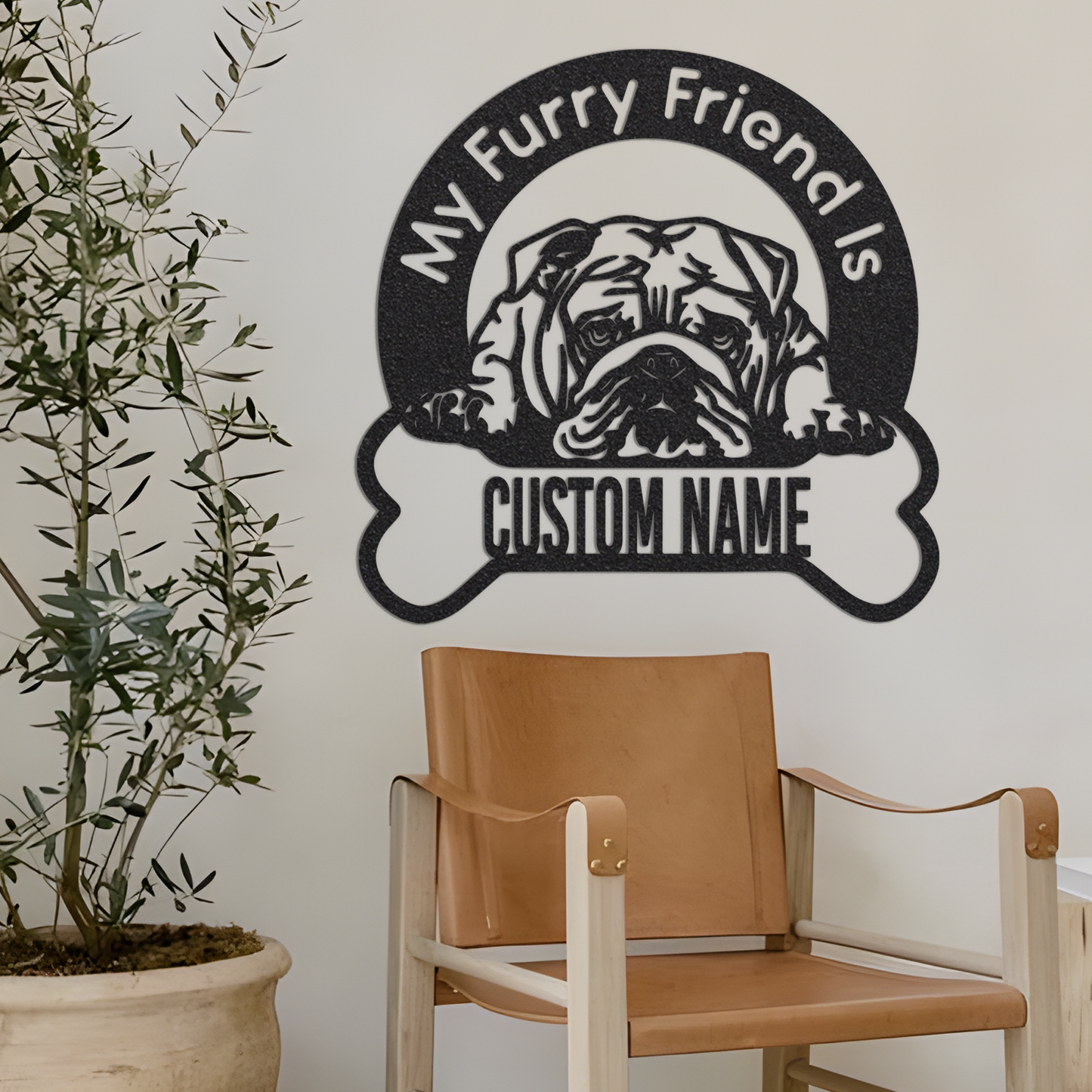 Custom American Bulldog Metal Wall with Lights, Dog Metal Art, Dog Metal Decor, Gift for Lover Dog, Dog Owner Sign, Dog Name Sign, Dog Gift