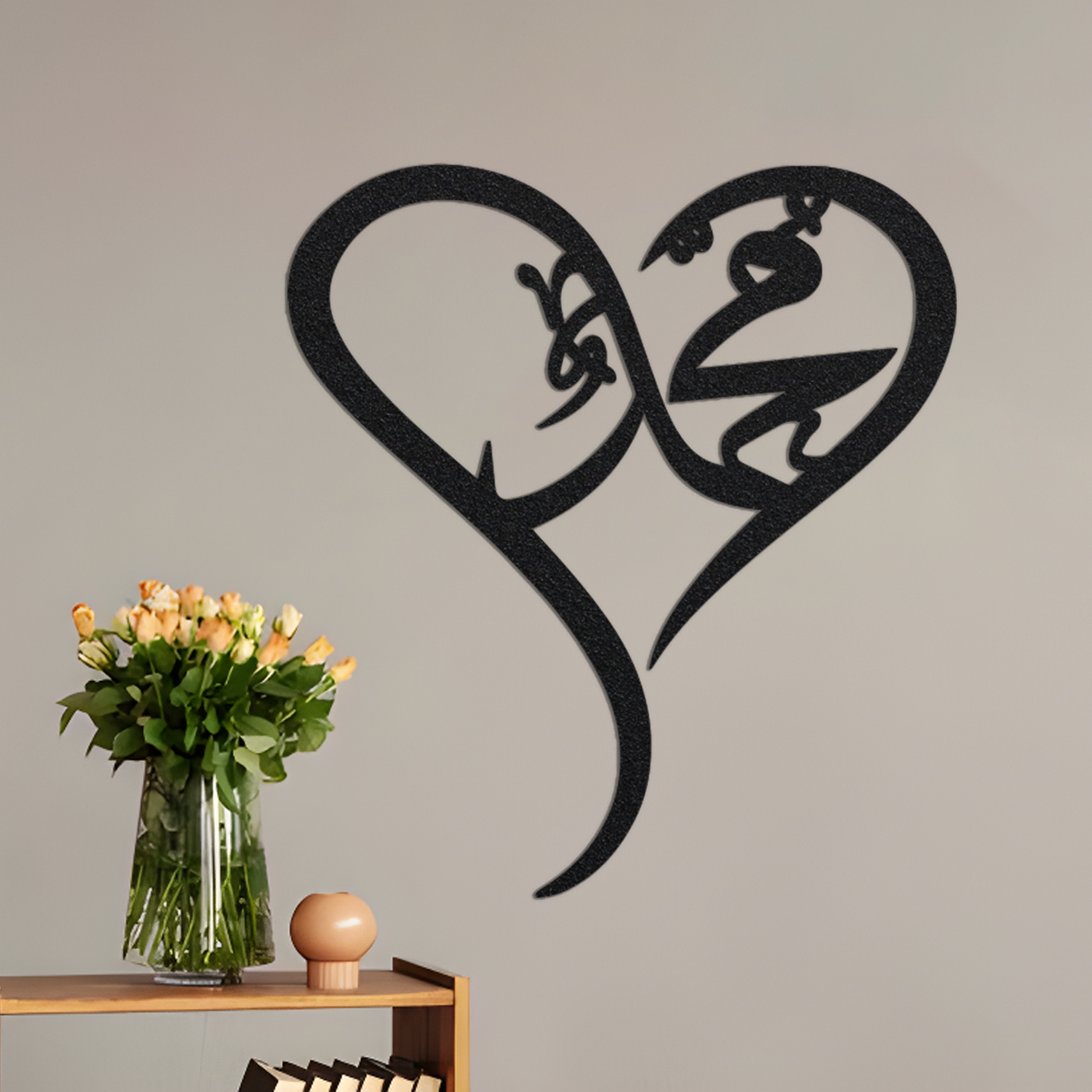 Allah Arabic Calligraphy Metal Wall Art Led Light, Islamic Wall Decor, Muslim Gifts, Mohammad Home Bedroom Decor, Arabic Sign with Heart