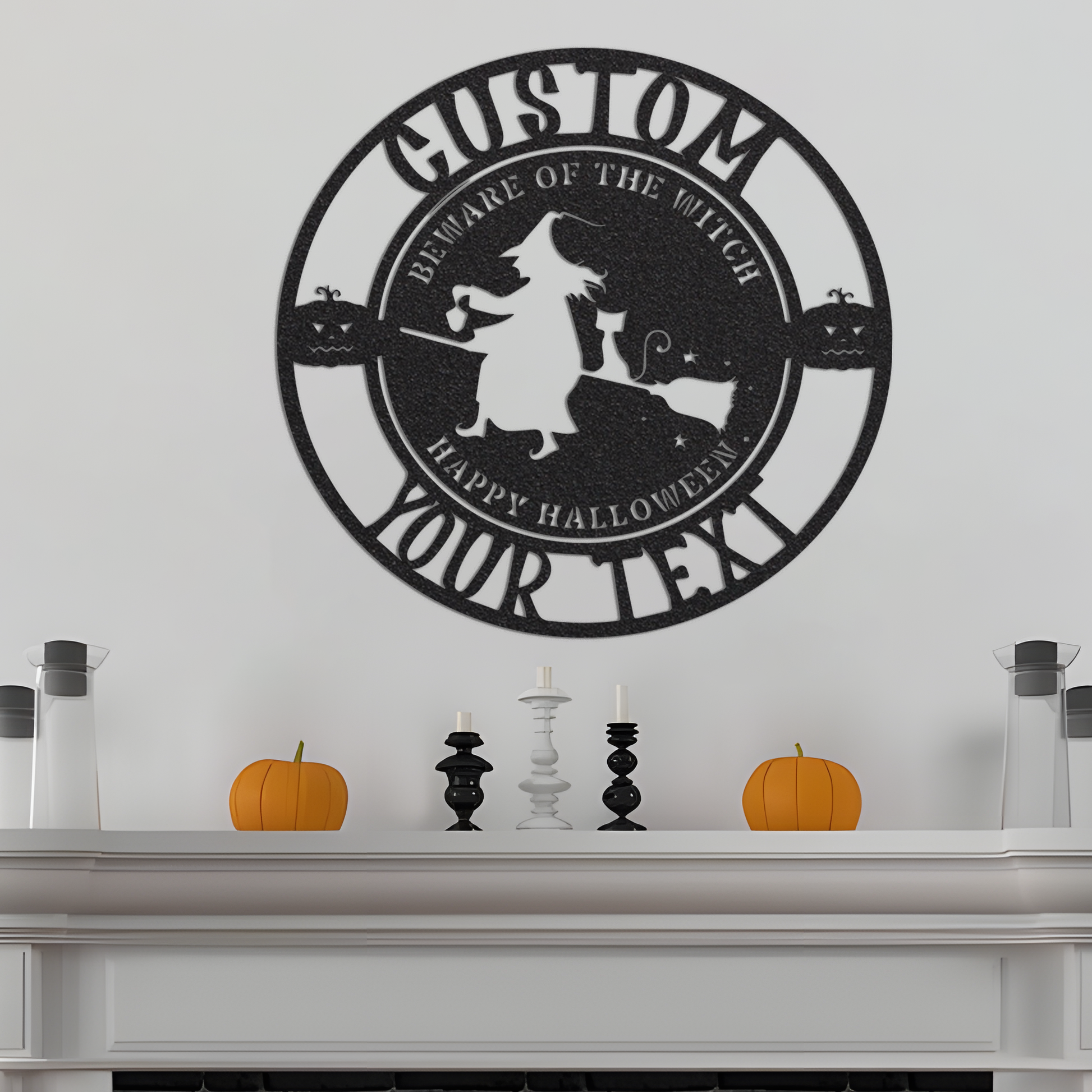 Personalized Halloween Witch Metal Wall Art With Lights, Custom Halloween Welcome Sign, Beware Of The Witch, Happy Halloween, Occasion Gift