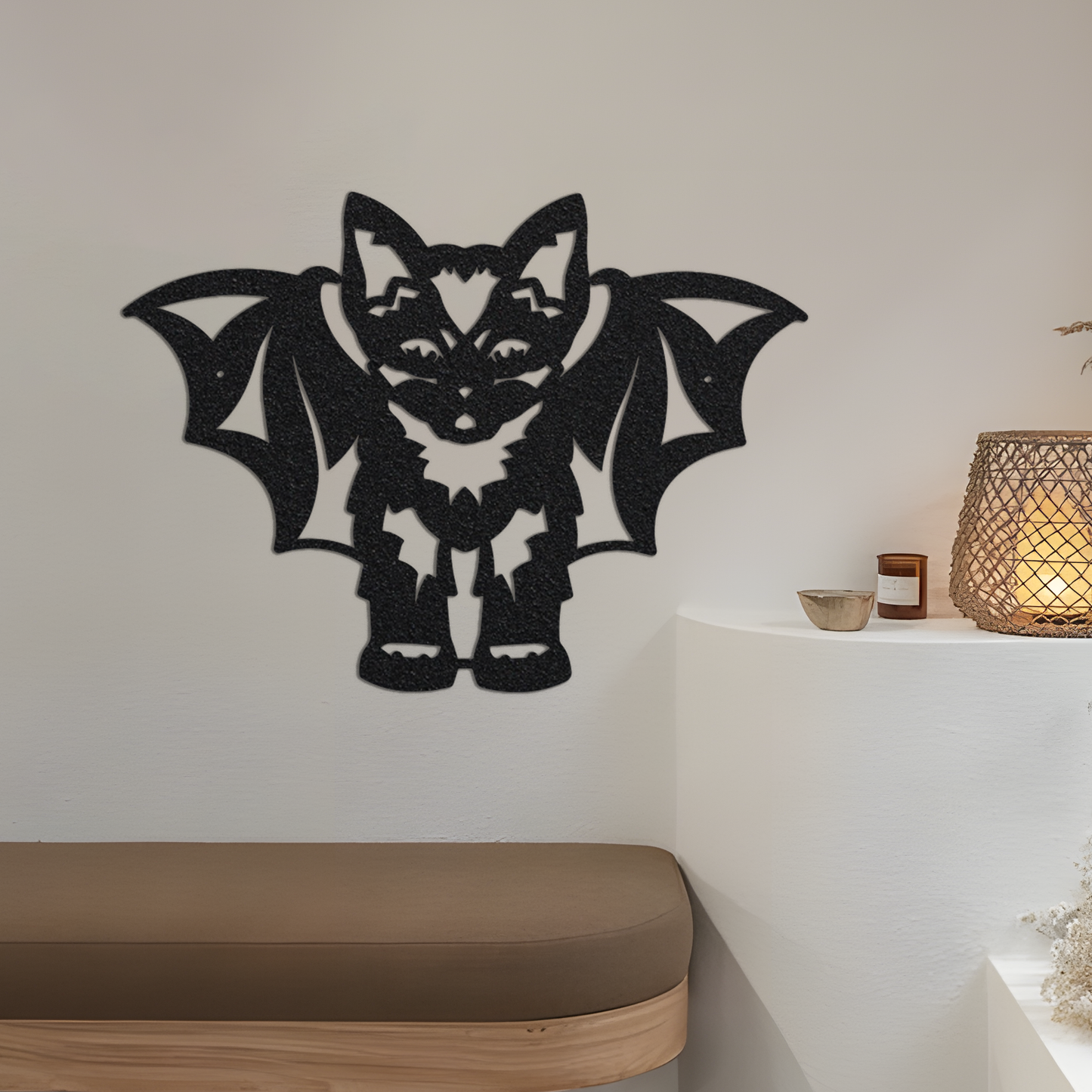 Bat Cat Metal Wall With Led Lights, Cat With Bat Wings, Halloween Sign, Cat Halloween Decor, Cat Lover Gift, Bat Lover Gift, Room Decoration