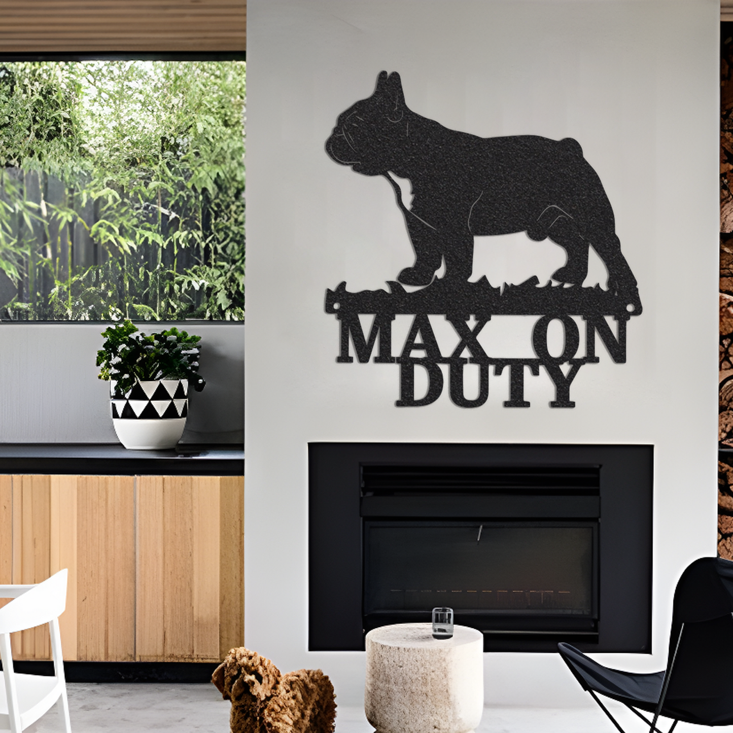 Bulldog on Duty Sign with Led Light, Guard Dog on Duty Sign, Bulldog Gifts, Dog Metal Wall Art, Dog Name Sign Dog House Decor, Bulldog Sign