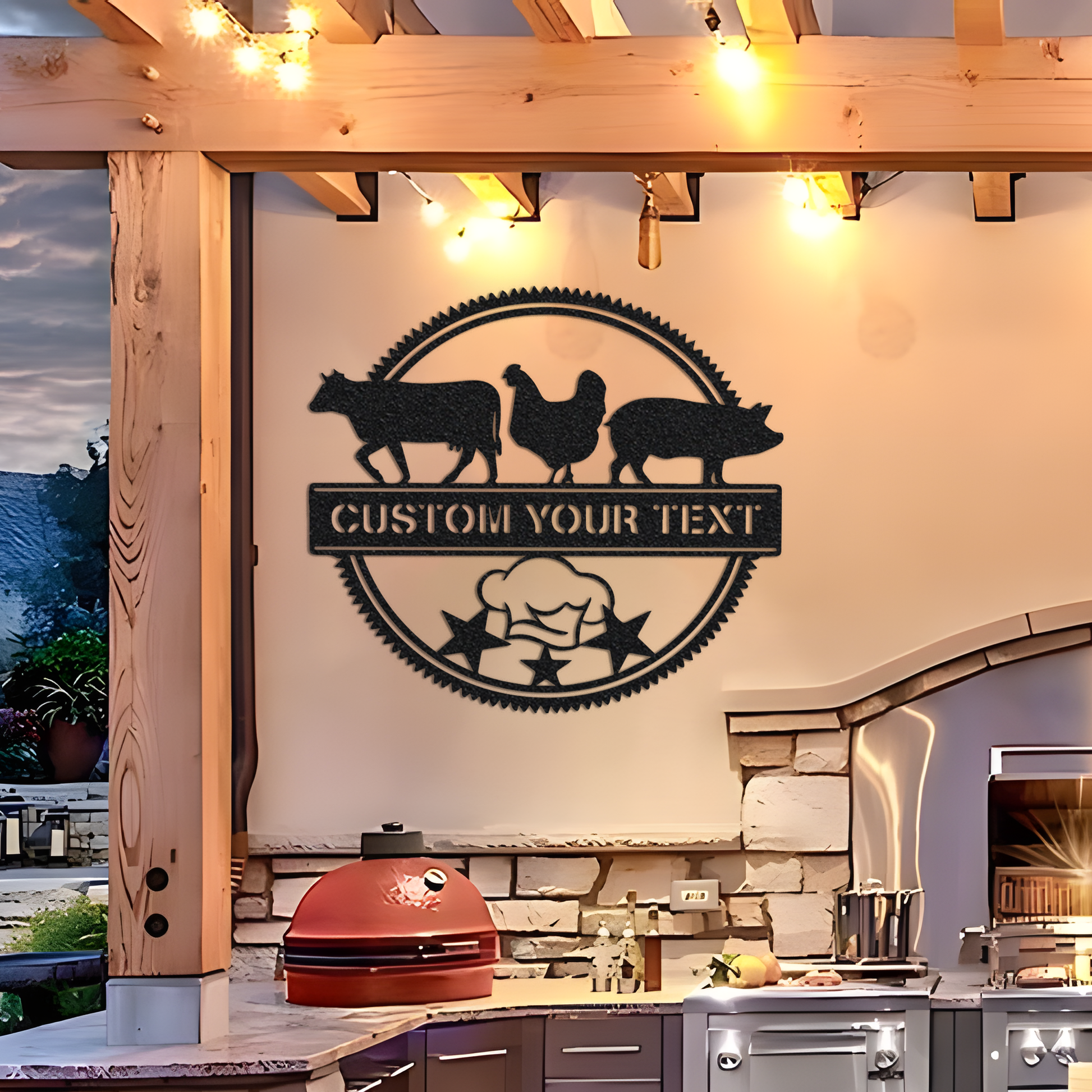 Personalized Grilling and BBQ Metal Wall Art With Lights, BBQ Area Decor, BBQ Party Decoration, Grill Master Gift, Chef Gift, Master Chef