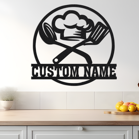 Custom Chef Metal Wall Art with Led Light, Kitchen Wall Decor, Chef Hat Chef Gifts Cooking Gifts, Custom Chef Sign Cooking Lovers Chef Tools