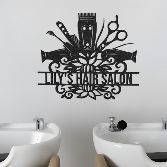 Personalized Hair And Nail Salon Metal Wall Art With Lights, Hair Salon Decor, Hair Stylish Home Decor, Hair Salon Shop Owner Gift Name Sign