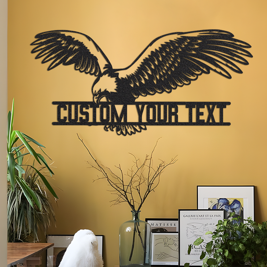 Custom Eagle Metal Wall Art With Lights, Eagle Metal Sign Wall Decor, Personalized American Eagle Decor, Living Room Decor, Veteran Gift