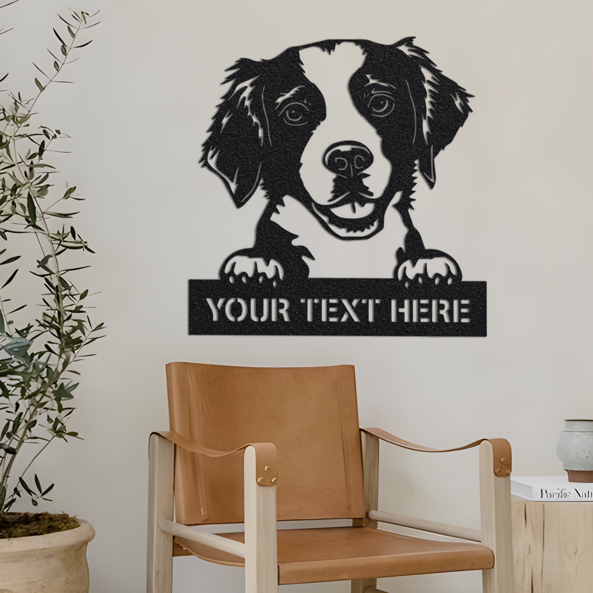 Brittany Spaniel Metal Sign, Dog Leash ,Pet Lover Gift, Dog Wall Decor