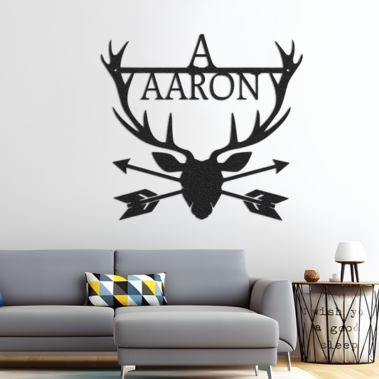 Custom Deer Metal Wall Led Signs-Personalized Deer Metal Sign-Deer Custom Name Signs-Address Metal Sign-Deer Antler Hunter Gift-Home Decor