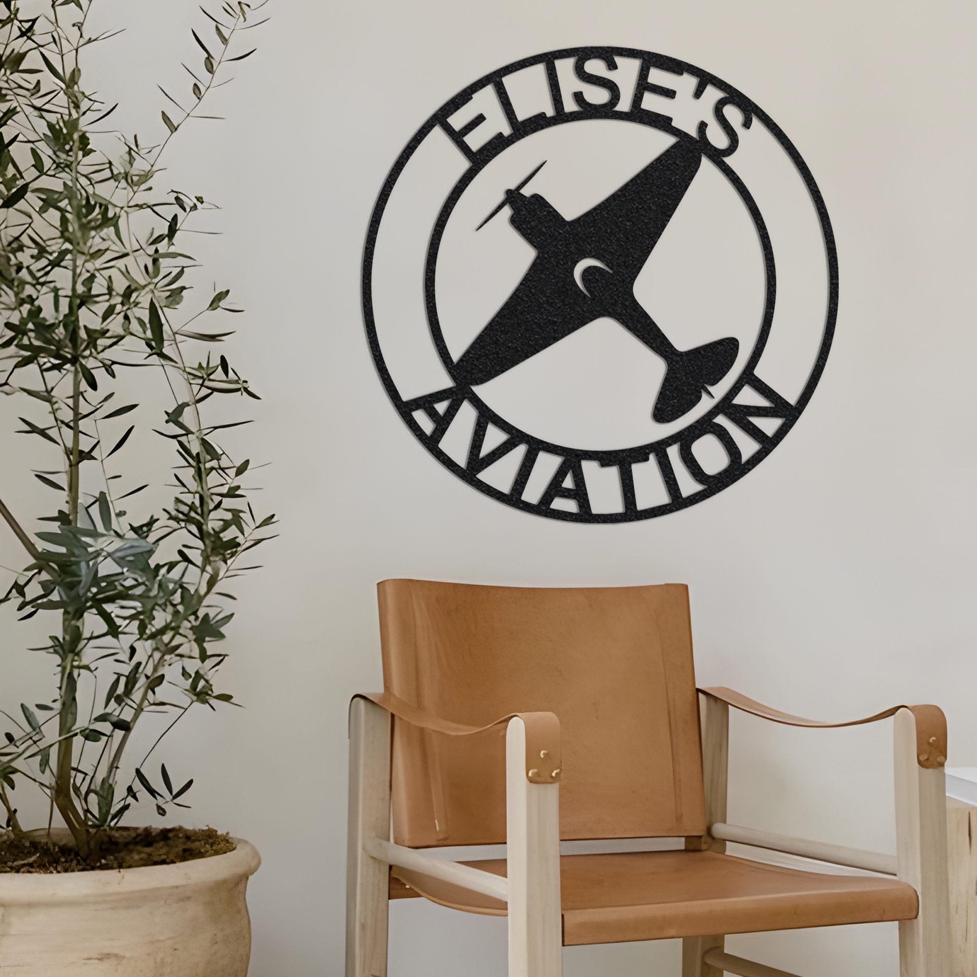 Custom Airplane Metal Wall Sign-Personalized Airplane Metal Wall Art-Airplane Metal Wall Decor-Airplane Hangar Name Signs-Hangar Led Decor