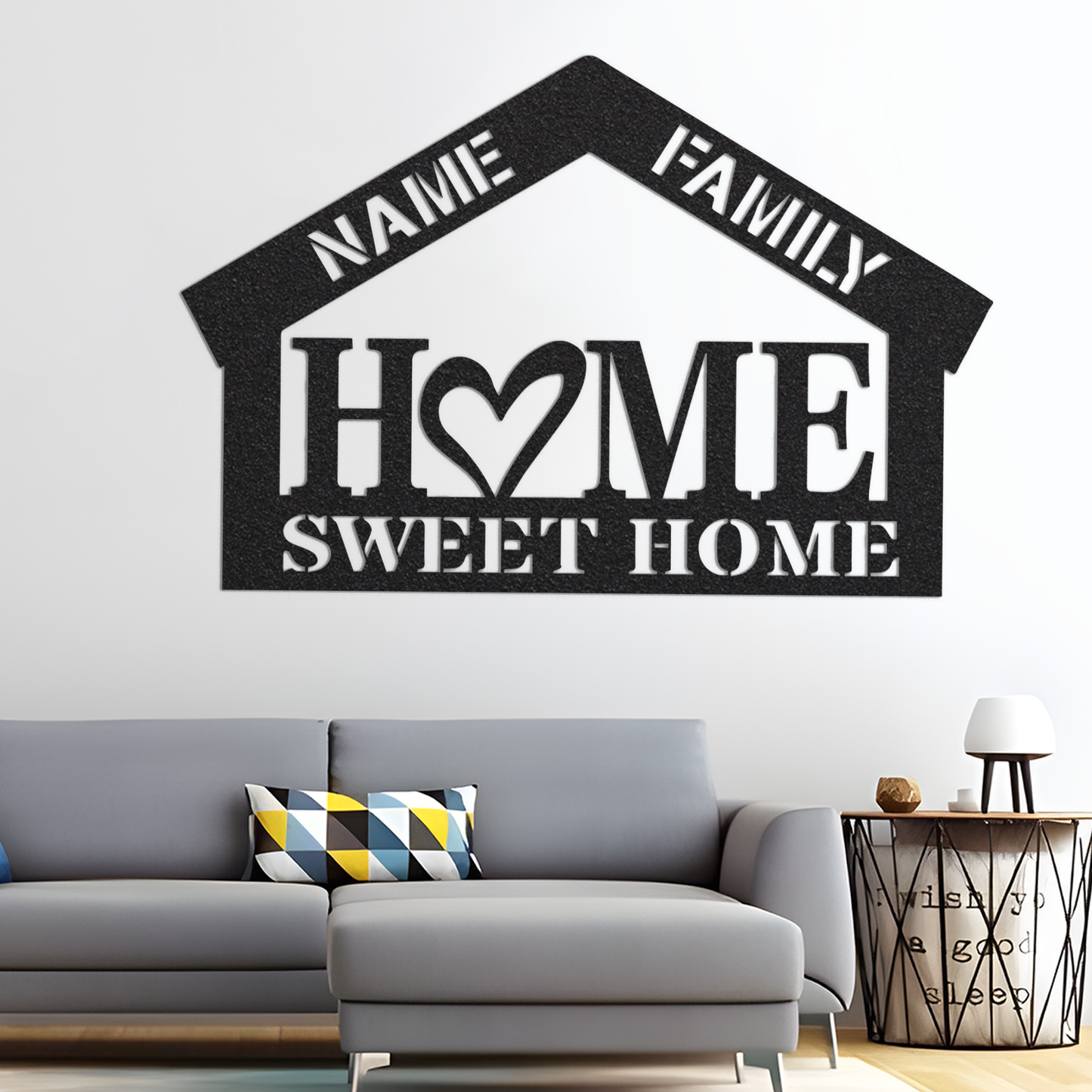 Custom Family Name, Home Sweet Home Metal Sign, Housewarming Gift