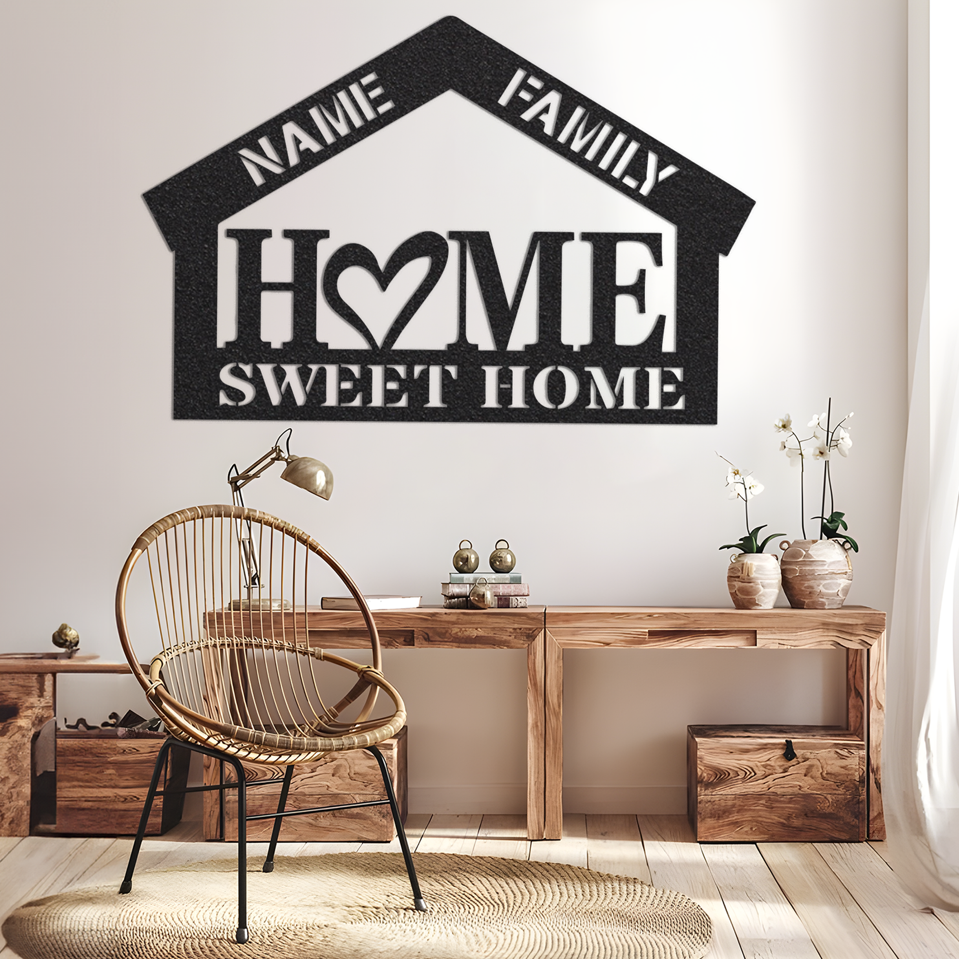 Custom Family Name, Home Sweet Home Metal Sign, Housewarming Gift