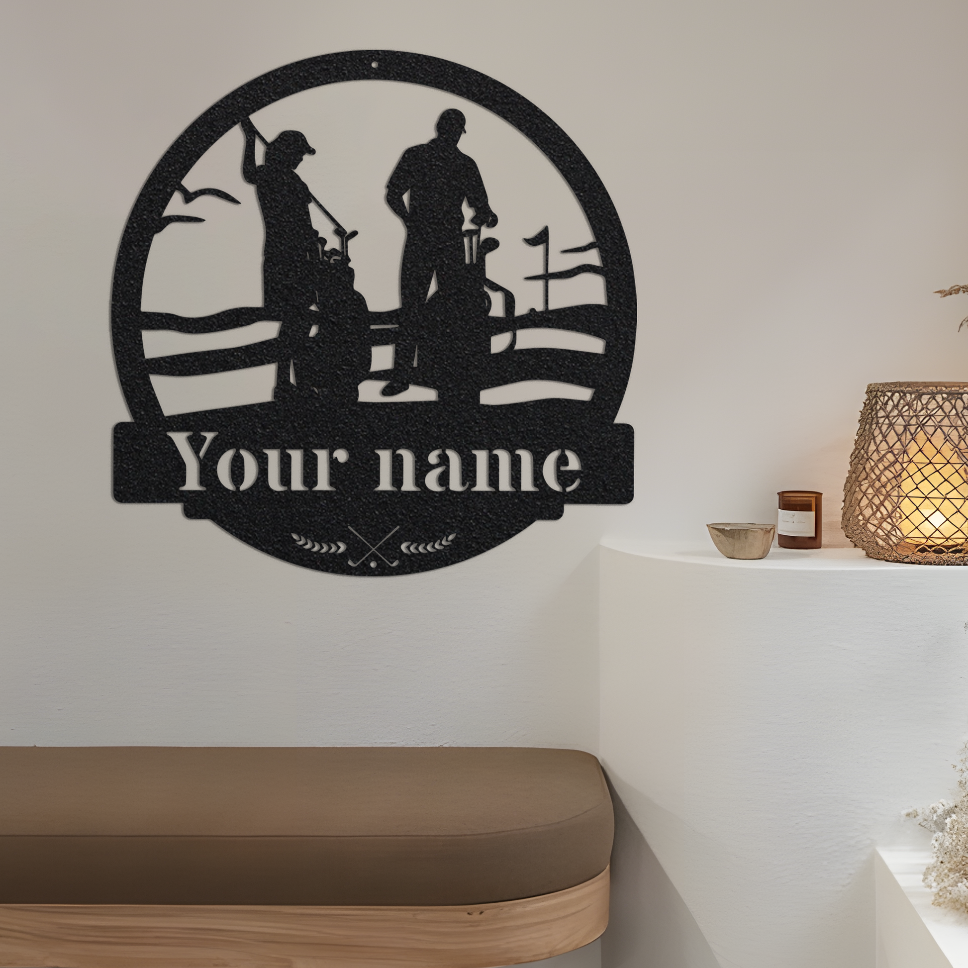 Couple Golf Custom Monogram Metal Sign, Metal Wall Art Decor With Led Lights, Personalized Name Sign, Sports Lovers, Couple Golfer Gifts