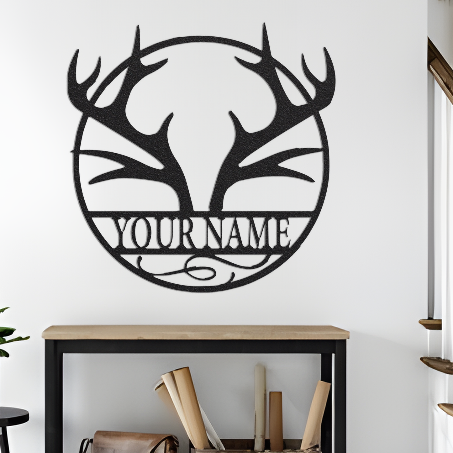 Custom Deer Antler Metal Wall Led Signs-Elk Family Last Name Monogram Signs-Deer Hunter Gift-Deer Name Metal Sign-Deer Antler Home Decor