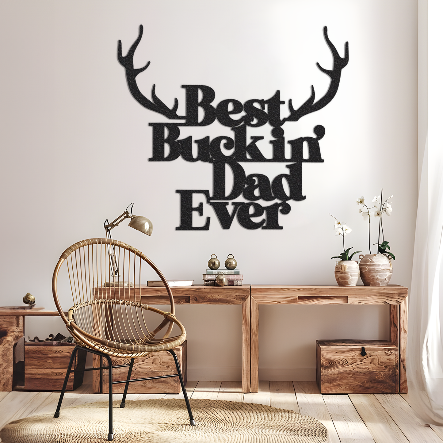 Buckin Dad with Antlers Metal Sign with Led Light, Hunting Dad Gift, Father's Day Birthday Gift for Dad, Deer Hunting Wall Decor, Home Decor