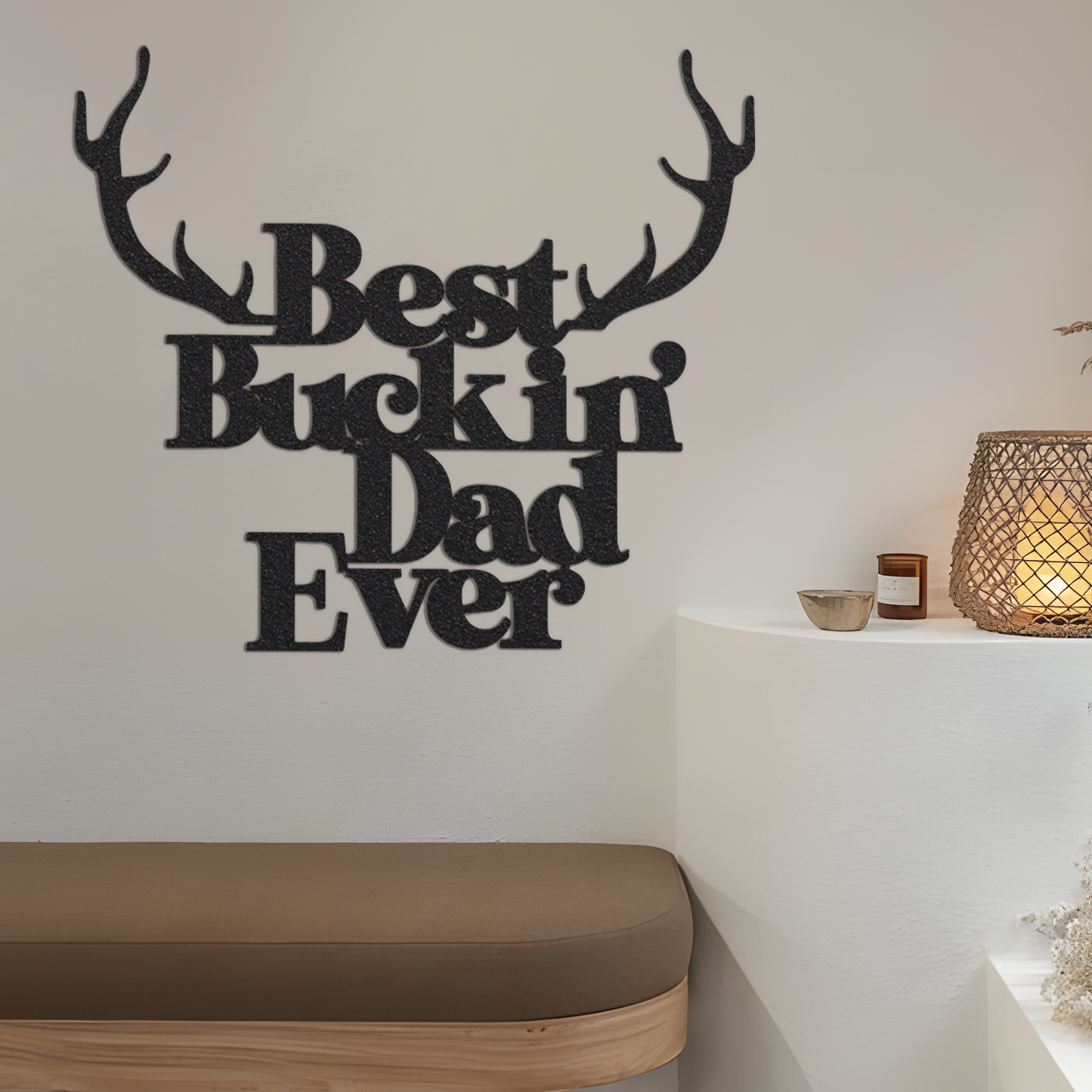 Buckin Dad with Antlers Metal Sign with Led Light, Hunting Dad Gift, Father's Day Birthday Gift for Dad, Deer Hunting Wall Decor, Home Decor