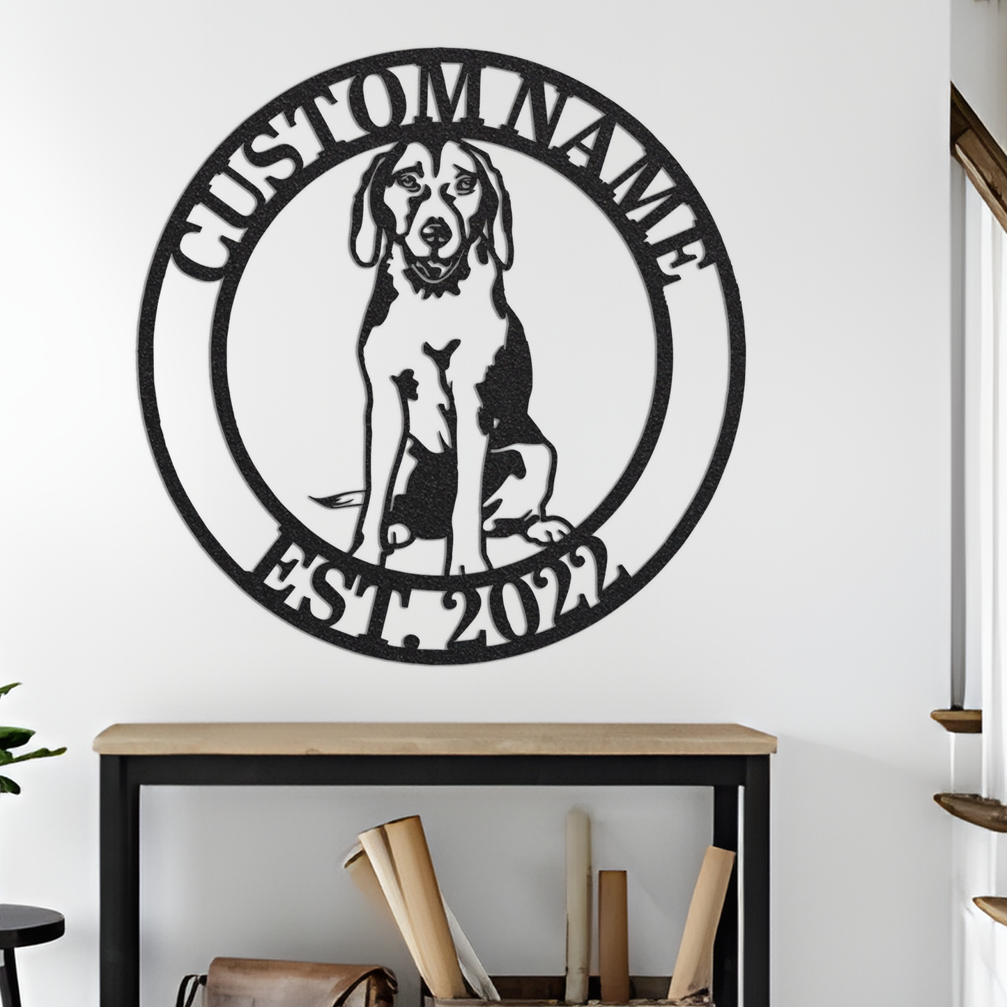 Custom English Foxhound Dog Metal Sign with Led Light, Foxhound Decor, Foxhound Gift, Dog House Decor, Dog Lover Gift, Dog Name Sign