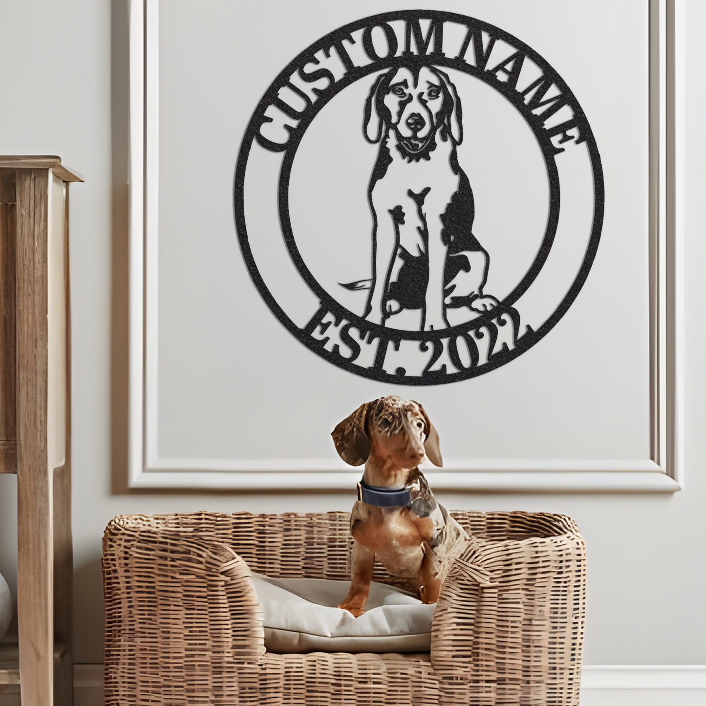 Custom English Foxhound Dog Metal Sign with Led Light, Foxhound Decor, Foxhound Gift, Dog House Decor, Dog Lover Gift, Dog Name Sign