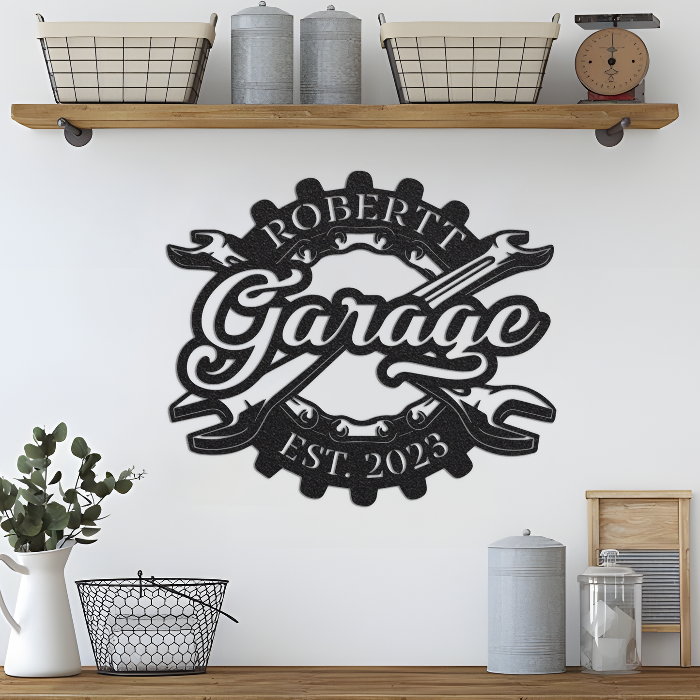 Personalized Garage Sign with Led Light, Metal Garage Wall Decor, Dad's Garage, Custom Workshop Sign, Gift for Dad Husband Father's Day Gift