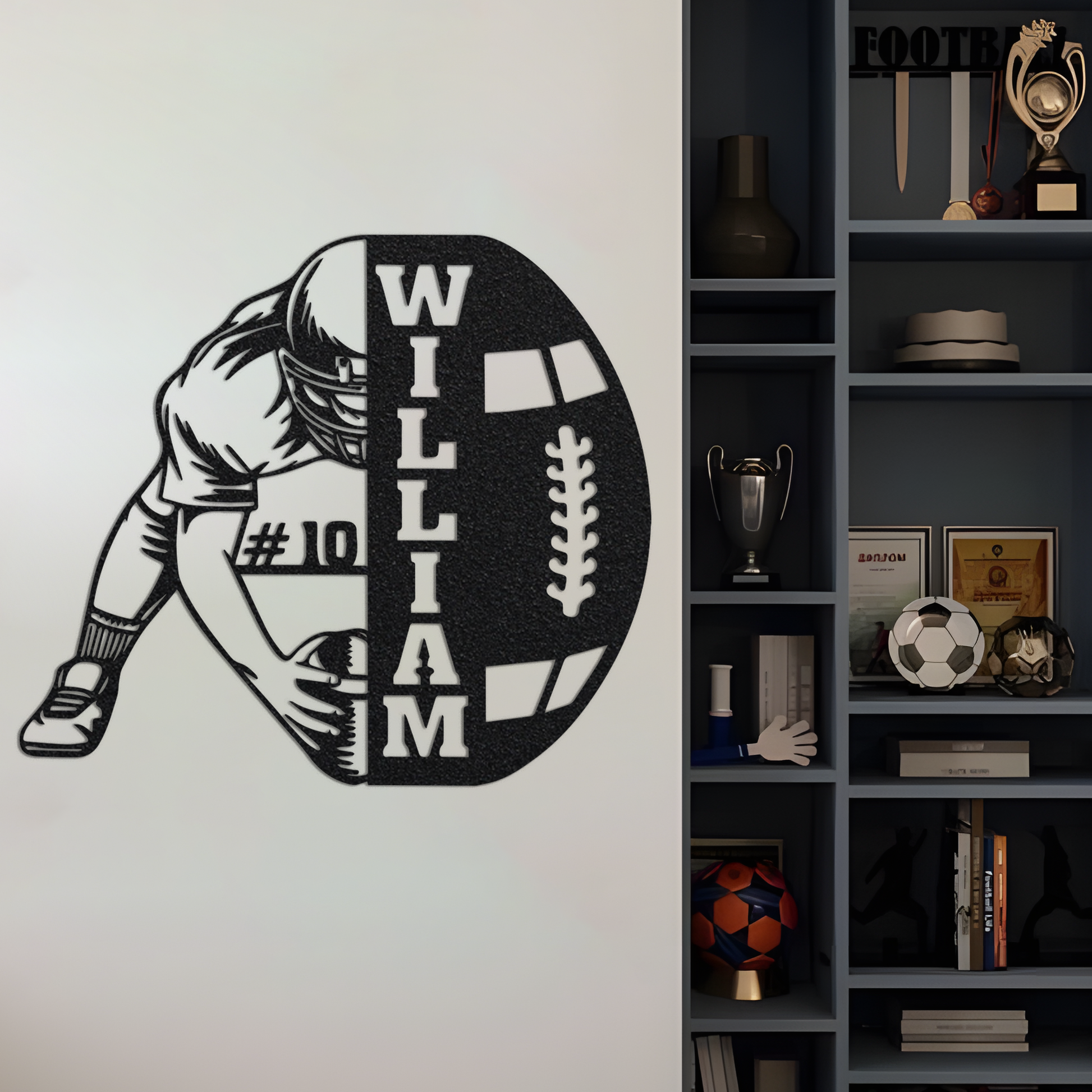 Custom Football Name and Number Metal Sign Led Light, Football Wall Art, Xmas Birthday Gift for Son Coach, Boys Room Decor, Sport Home Decor