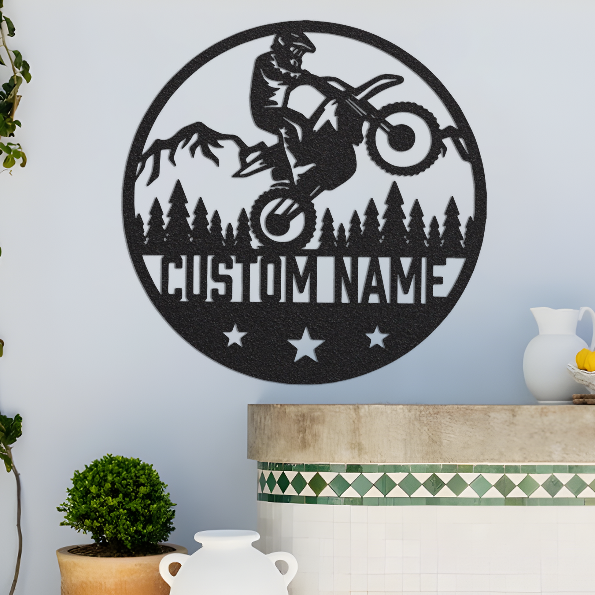 Custom Dirt Bike Metal Wall Sign-Personalized Dirt Bike Metal Wall Art-Dirt Bike Metal Wall Decor-Personalized Biker Name Sign-Rider Gift