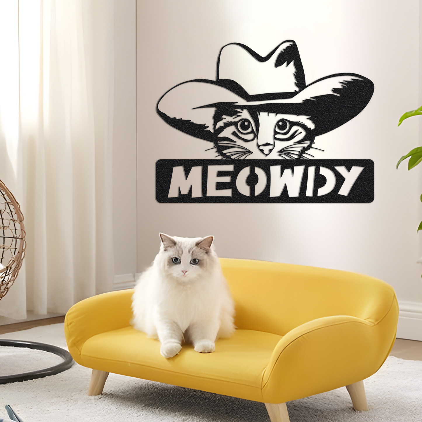 Cowboy Cat Metal Wall Art with Led Light, Meowdy Sign Funny Gift, Western Home Decor, Cat Howdy Texas Cat Gift, Cat Lover Gift, Cowboy Hat