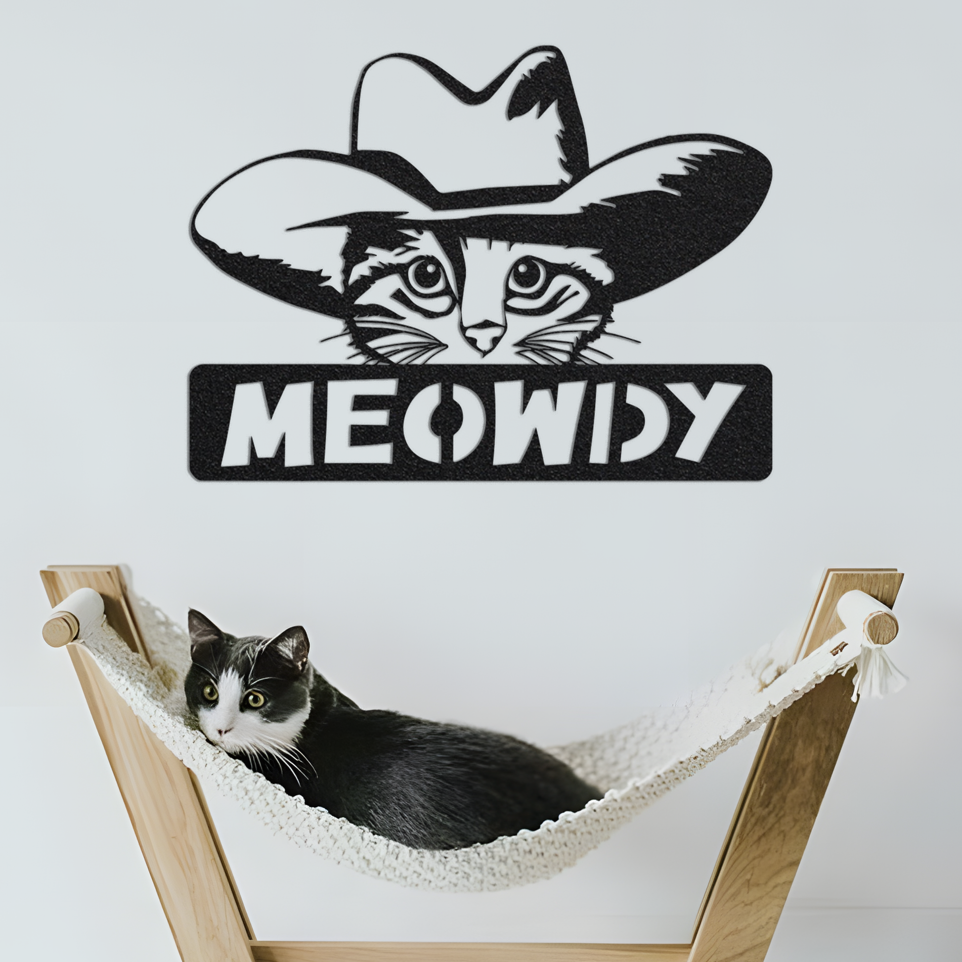 Cowboy Cat Metal Wall Art with Led Light, Meowdy Sign Funny Gift, Western Home Decor, Cat Howdy Texas Cat Gift, Cat Lover Gift, Cowboy Hat