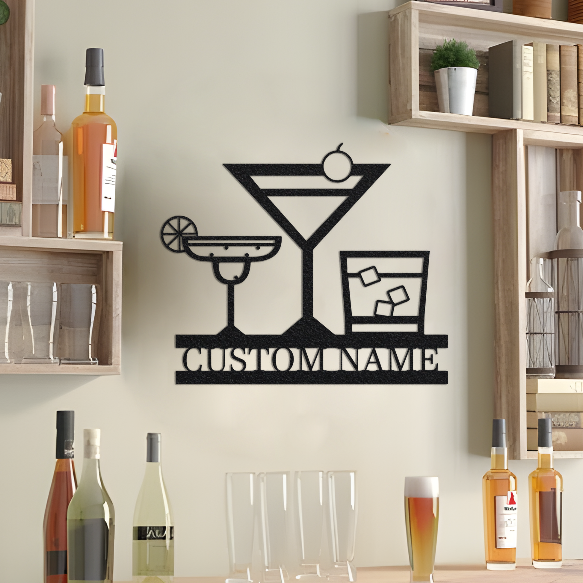 Custom Bar Theme Metal Wall Led Signs-Personalized Bar Theme Metal Decor-Metal Family Name Sign For Bar-Martini Lover Gift-Whiskey Decor