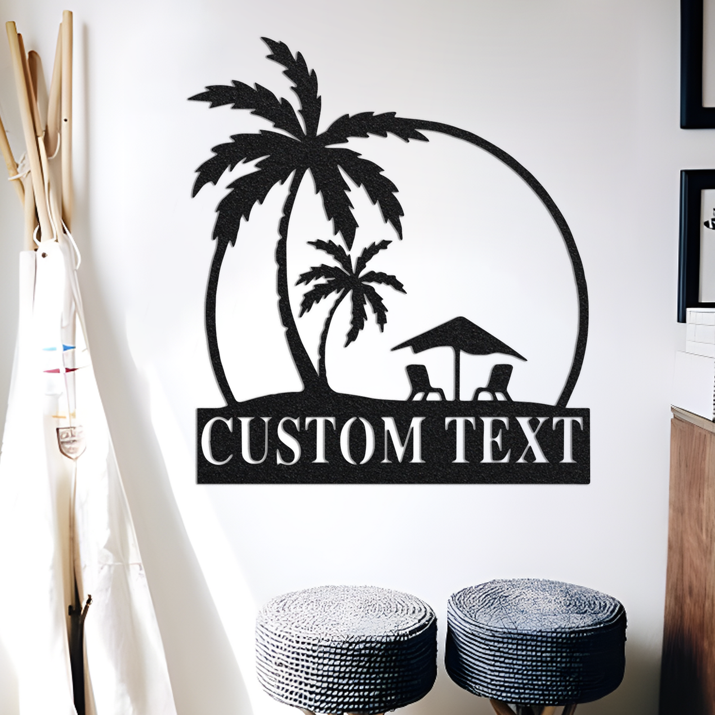 Custom Beach House Metal Wall Sign-Personalized Beach House Metal Wall Art-Beach House Metal Wall Decor-Palm Trees Name Sign-Poolside Sign