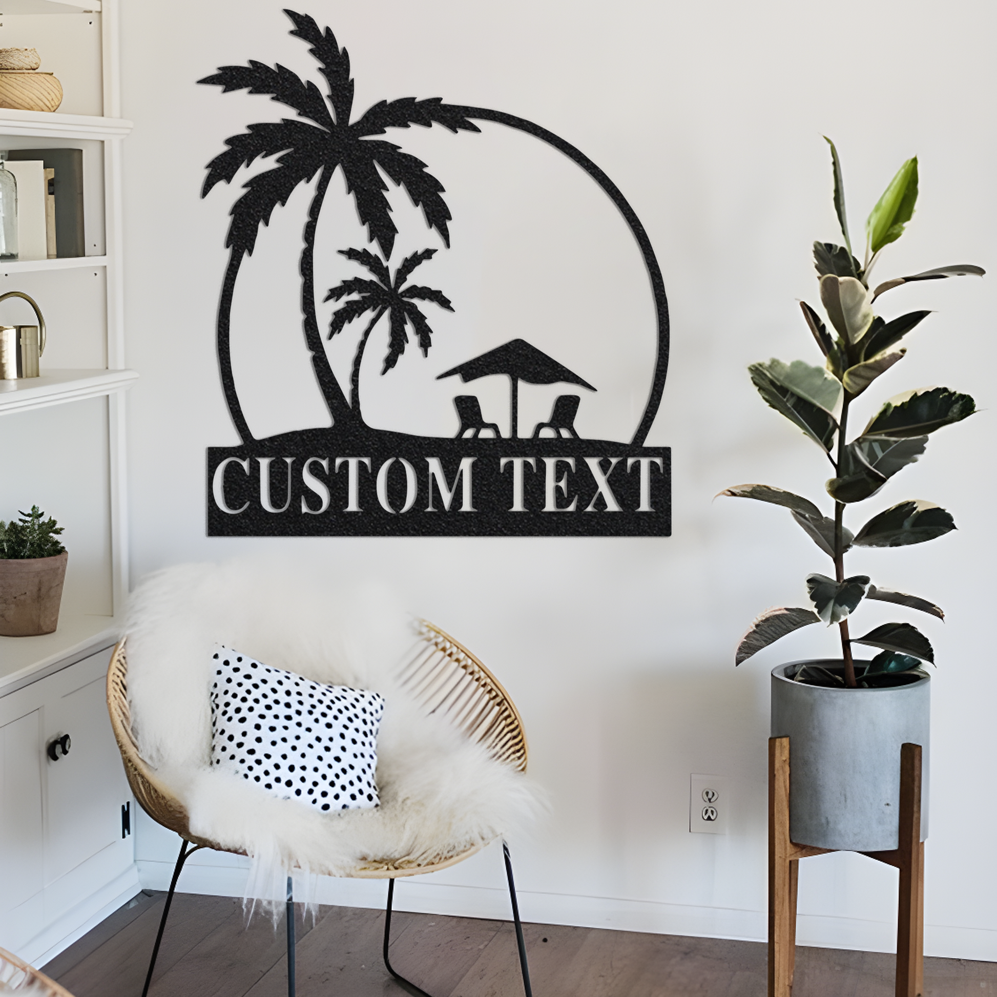 Custom Beach House Metal Wall Sign-Personalized Beach House Metal Wall Art-Beach House Metal Wall Decor-Palm Trees Name Sign-Poolside Sign