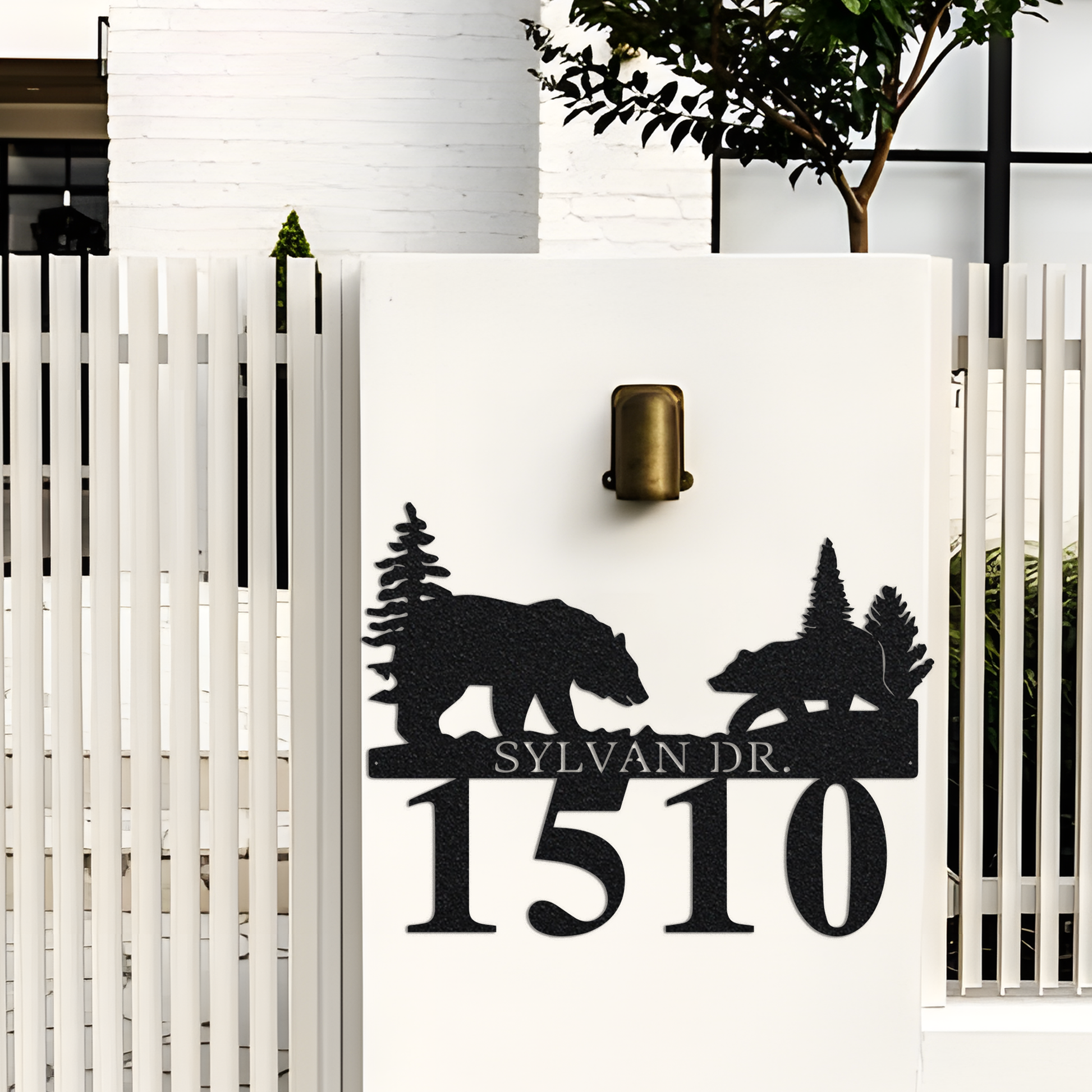 Custom Bears Address House Number Metal Wall Led Signs-Personalized Address Plaque-Custom Address Sign-Outdoor Decor-House Number Decor