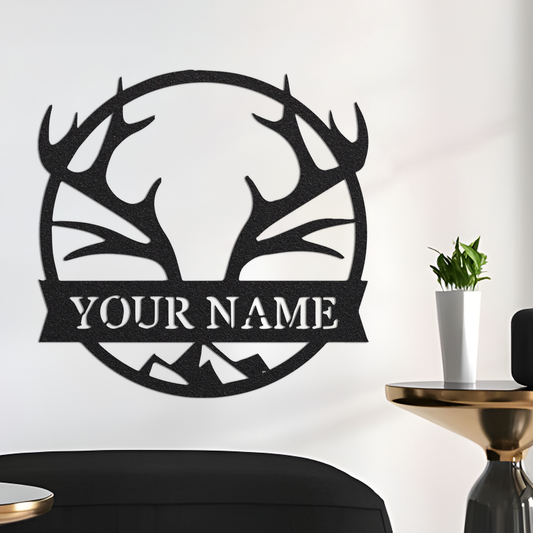 Custom Deer Metal Wall Led Signs-Personalized Elk Metal Sign-Deer Antler Family Last Name Signs-Deer Camp Signs-Farmhouse Decor-Deer Name