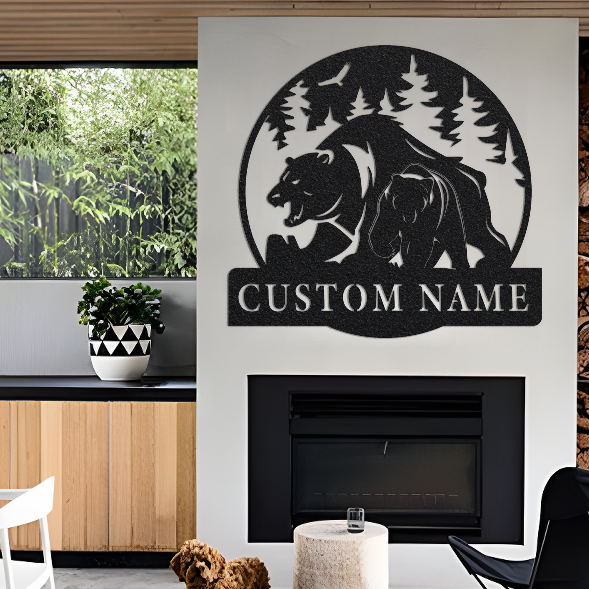 Custom Bear Metal Wall Sign-Personalized Bear Metal Wall Art-Bear Metal Wall Decor-Bear Name Signs-Bear Led Decor-Bear Cabin Signs-Bear Gift