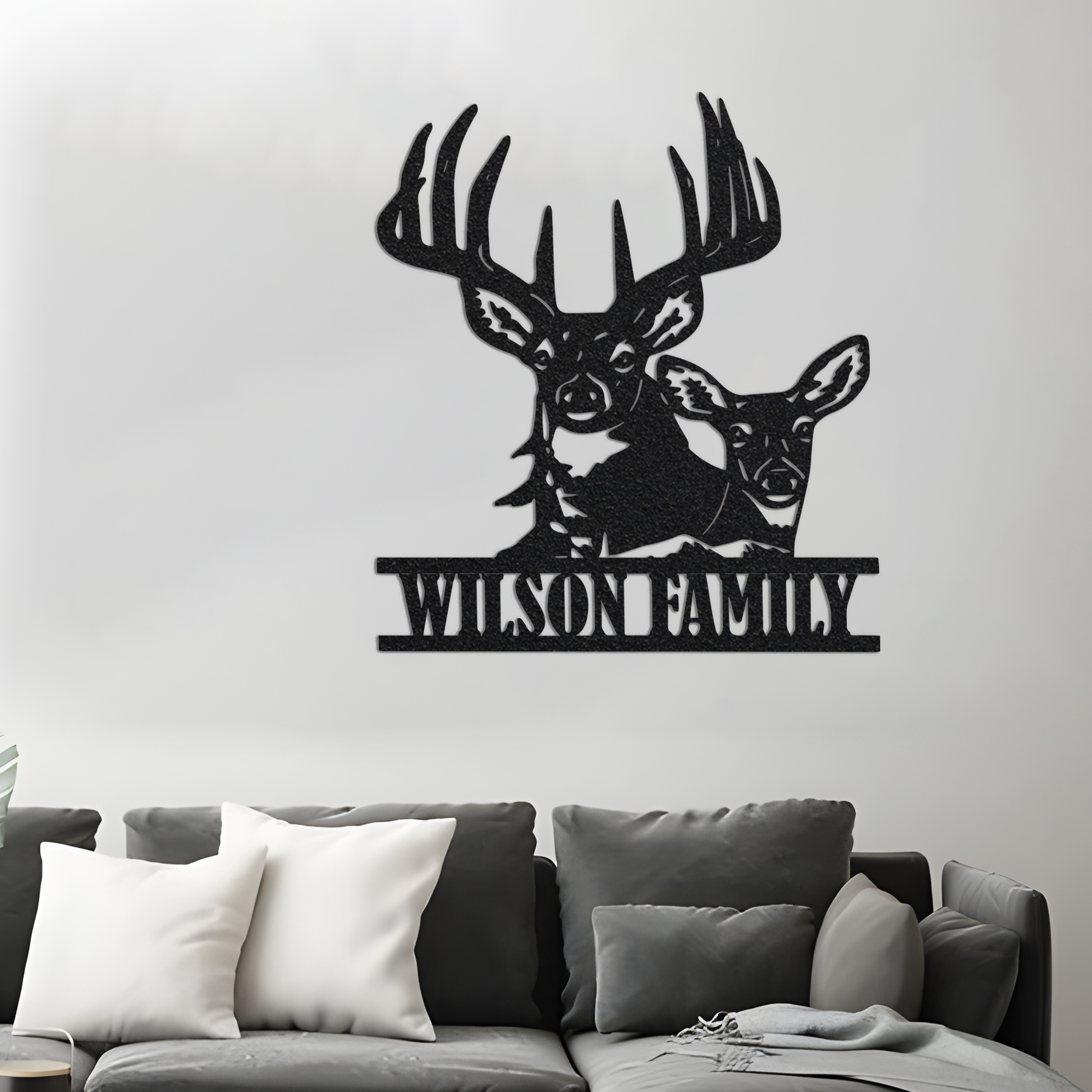 Personalized Deer Metal Wall Art With Led Lights, Custom Deer Sign, Deer Decoration, Living Room Decor, Gift For Dad, Son, Deer Hunter Gift