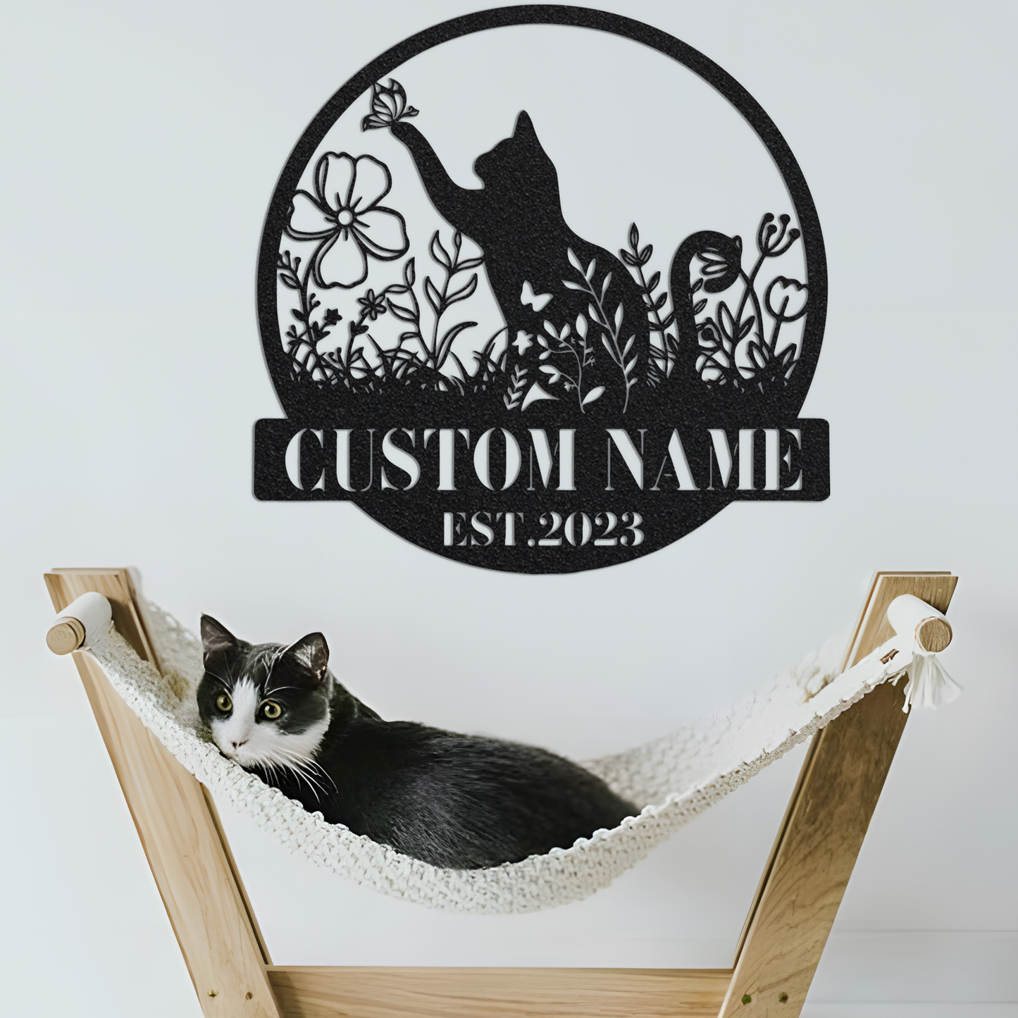 Custom Cat Metal Wall Sign-Personalized Cat Metal Wall Art-Cat Metal Wall Decor-Cat Name Signs-Cat Lover's Gifts-Cat Led Decor-Cat Home Sign