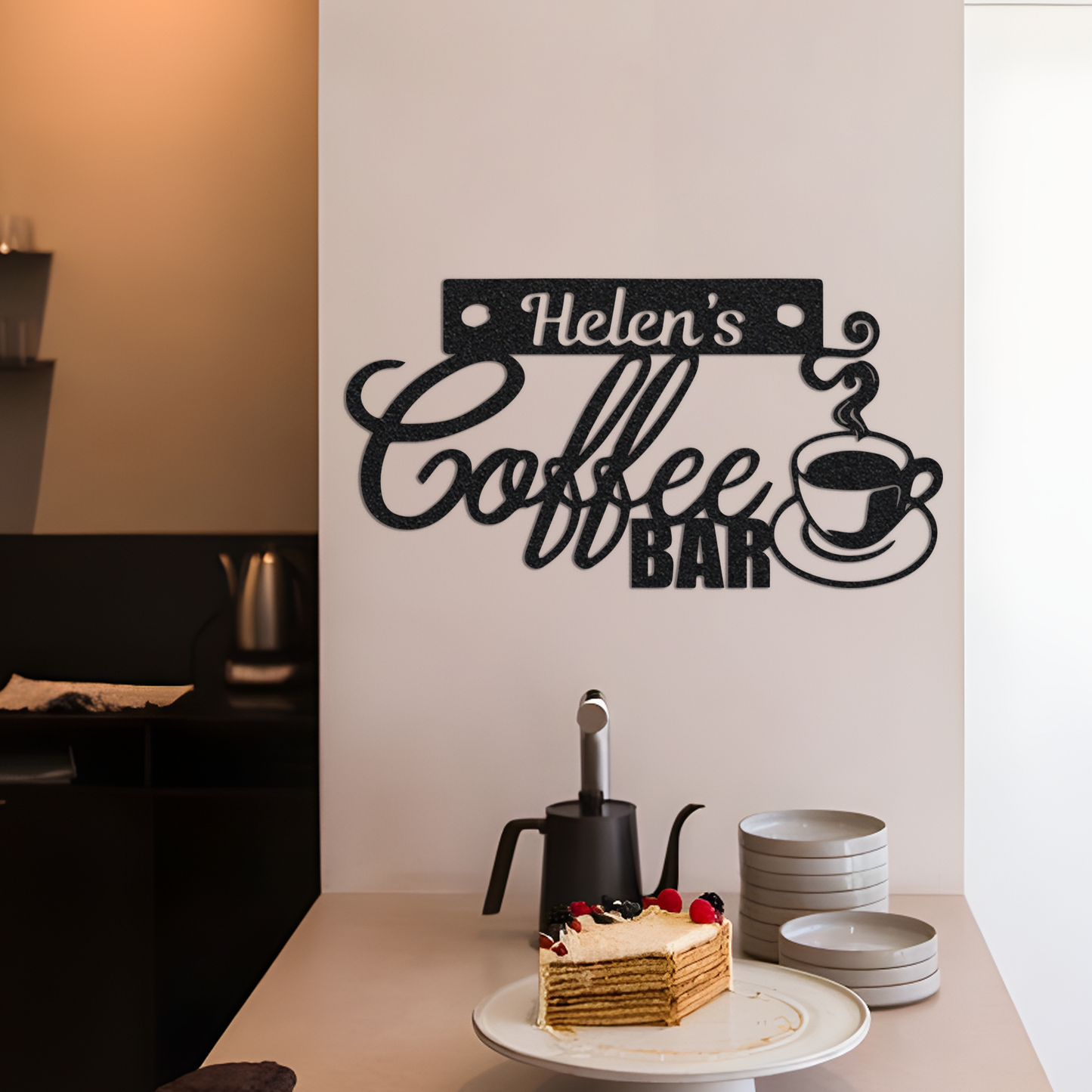 Custom Coffee Bar Metal Wall Led Signs-Personalized Coffee Bar Art-Coffee Bar Name Signs-Kitchen Wall Decor-Coffee Bar Ideas-Custom Coffee